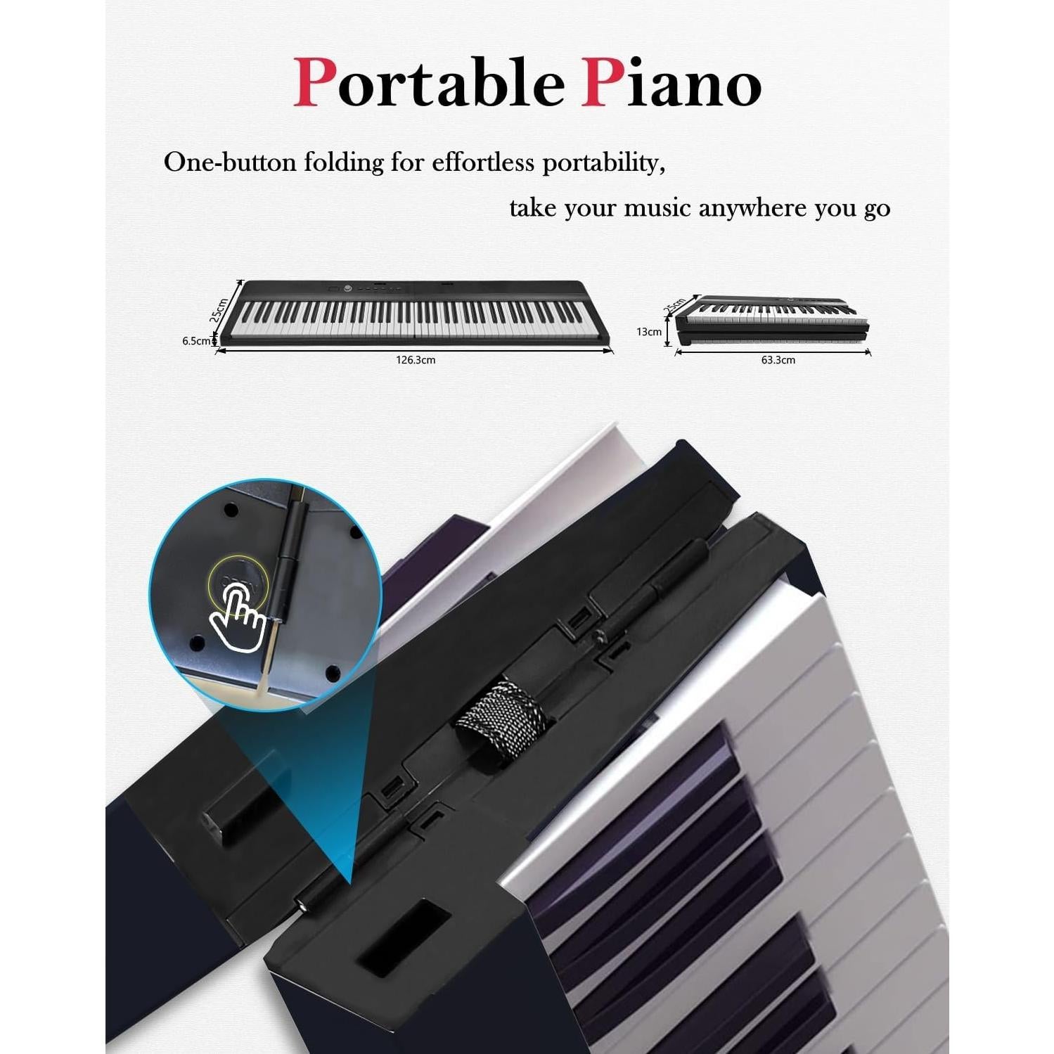 Teclado Plegable Longeye FOLD PRO 2 - 88 Teclas Semi-Pesadas