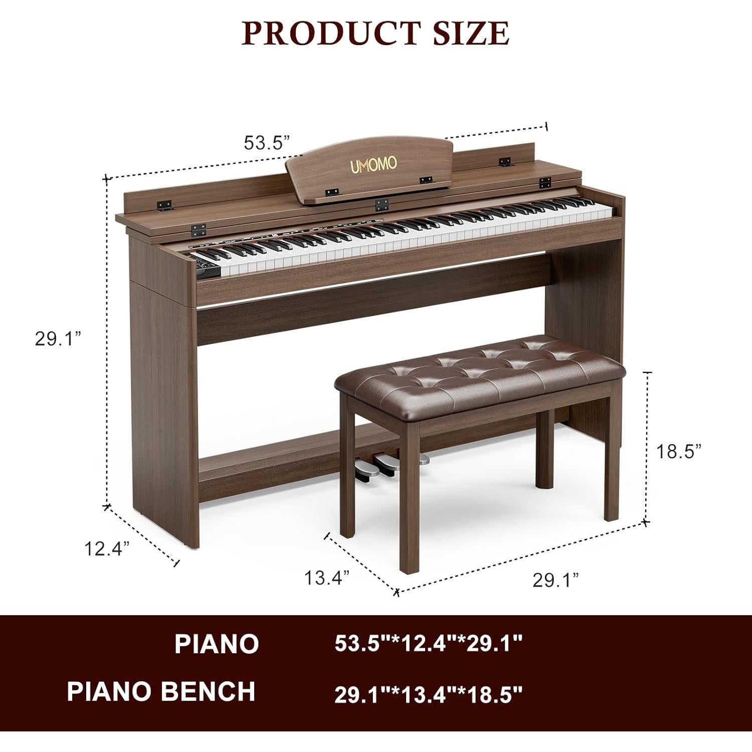 Teclado Piano Digital UMOMO U-710 88 Teclas con Pedales y Soporte