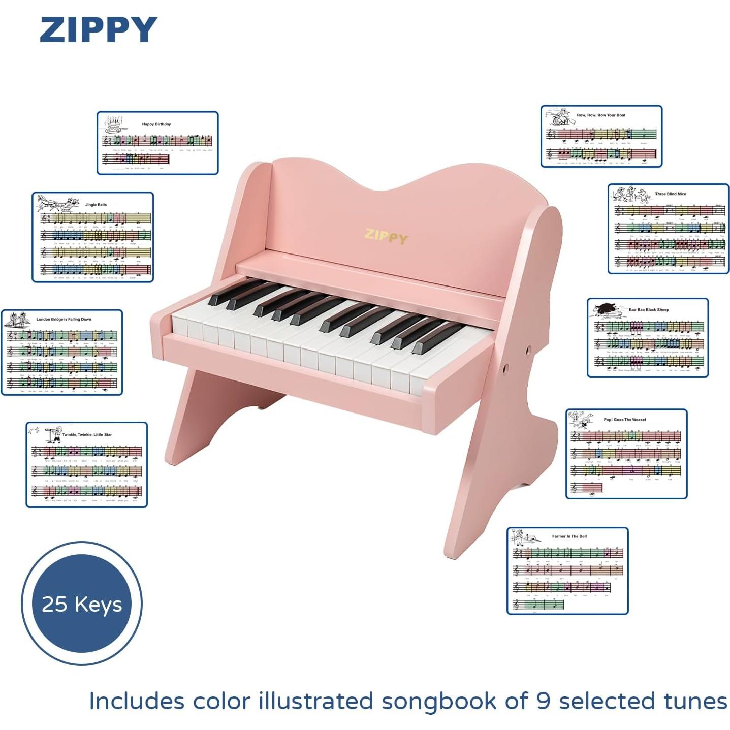 Piano Digital ZIPPY para Niños 25 Teclas Rosa Educativo