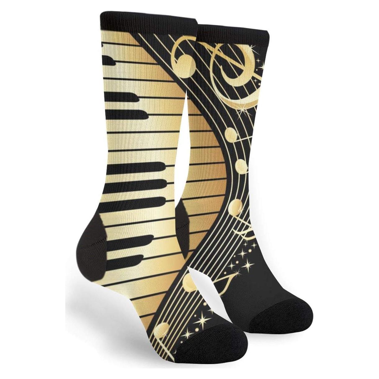 Calcetines Unisex Divertidos CYMO con Nota Musical y Piano