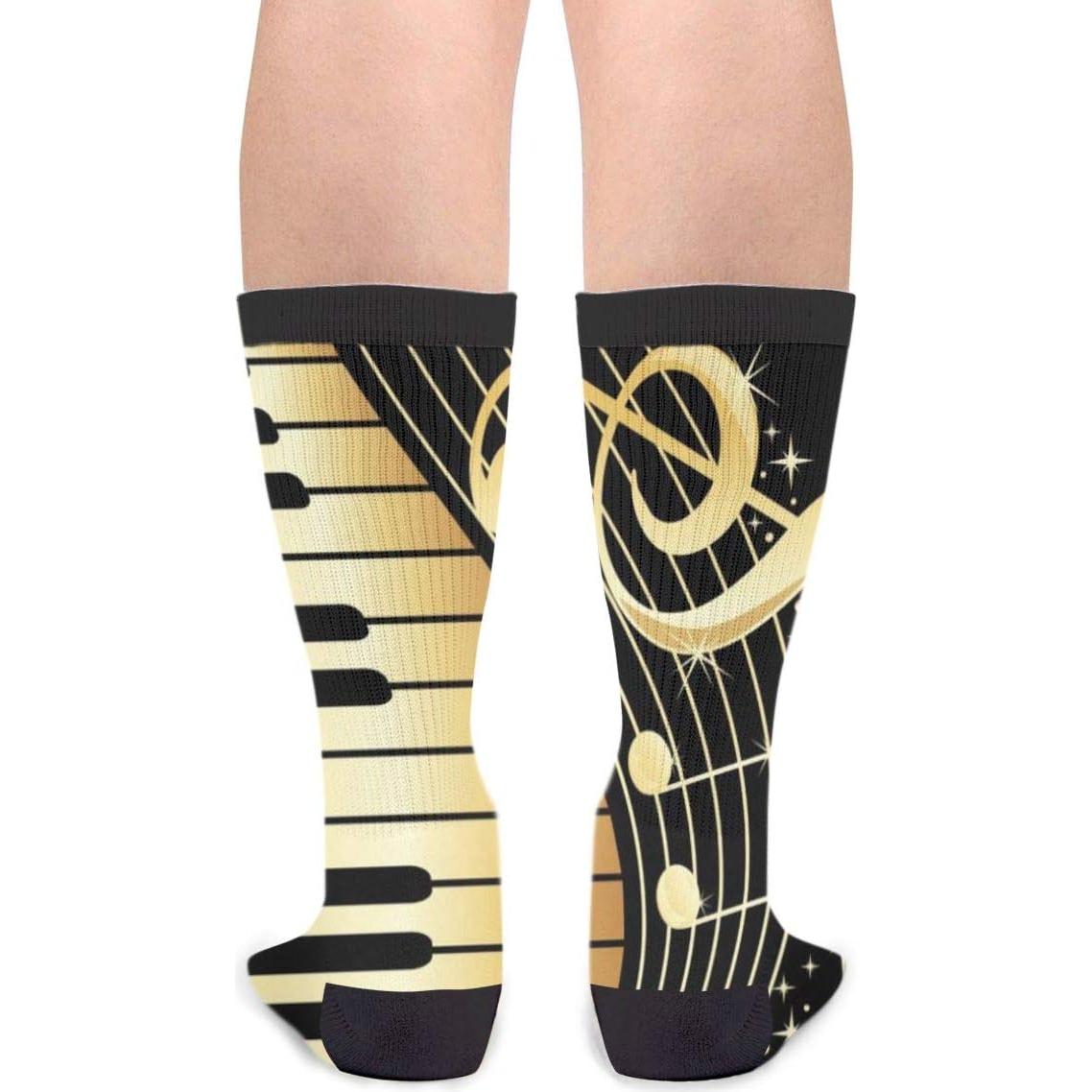 Calcetines Unisex Divertidos CYMO con Nota Musical y Piano