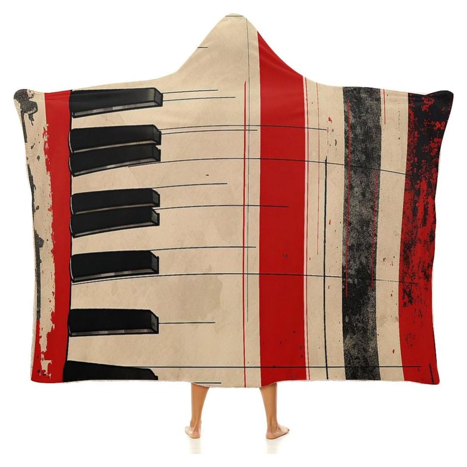Manta Sudadera con Capucha Teclado de Piano 152x203 cm