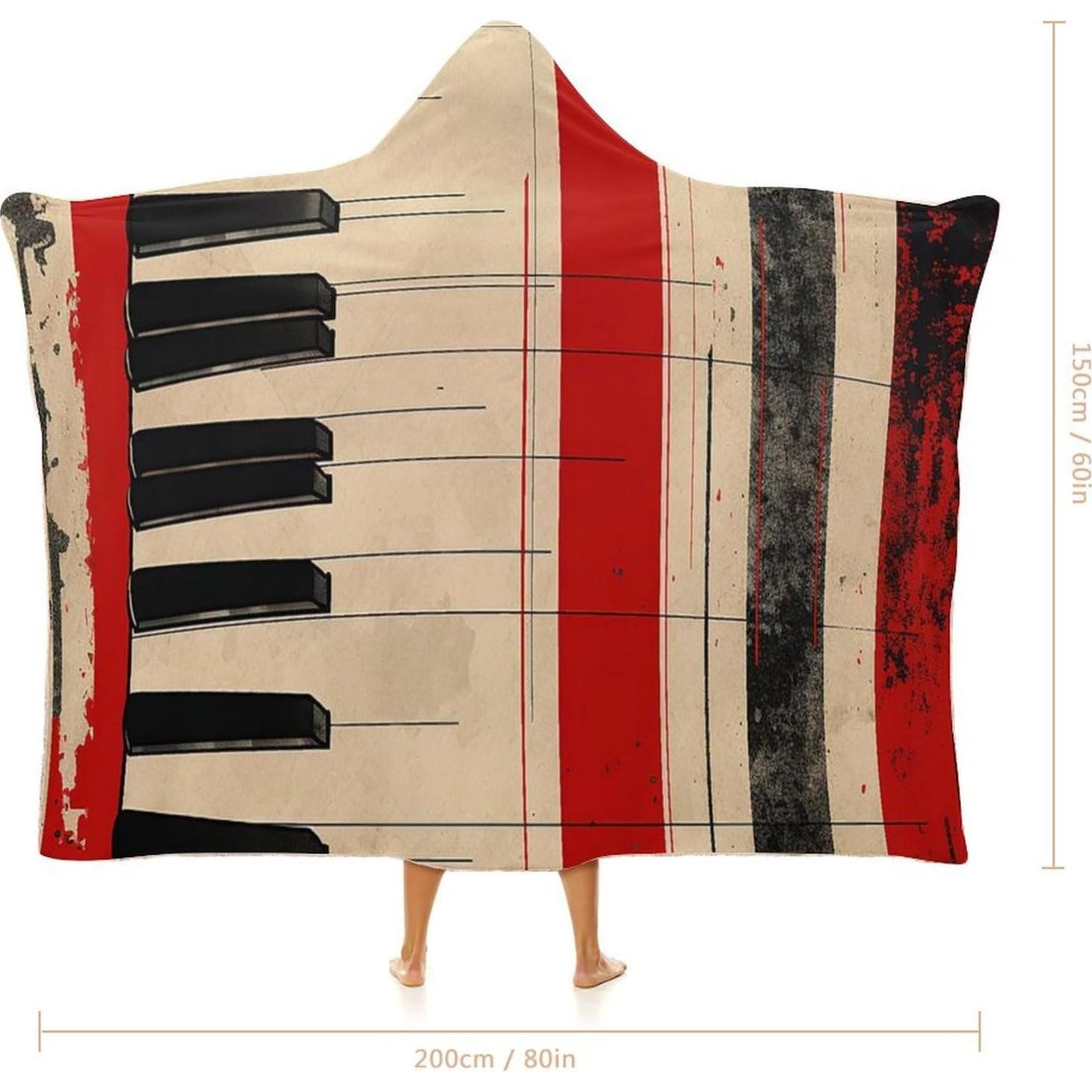 Manta Sudadera con Capucha Teclado de Piano 152x203 cm
