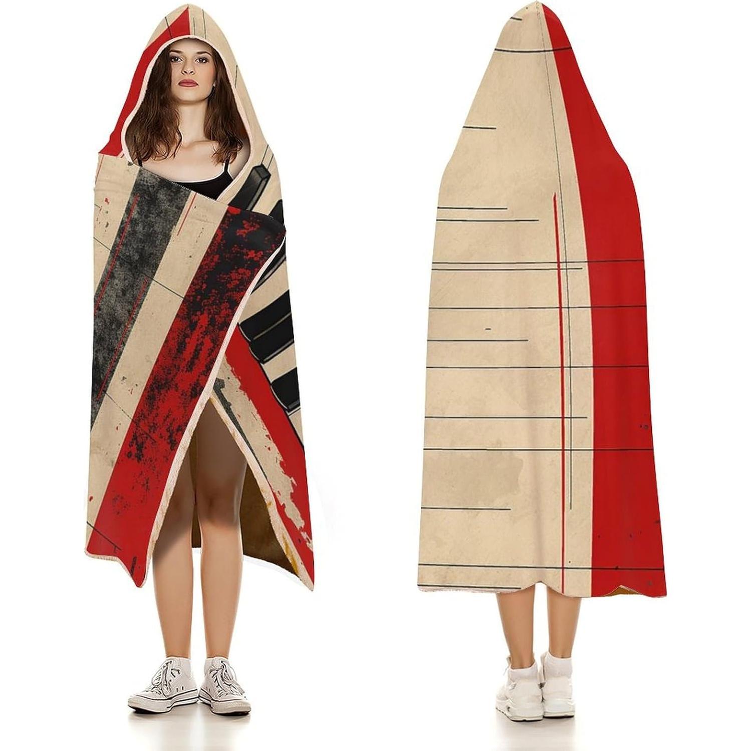 Manta Sudadera con Capucha Teclado de Piano 152x203 cm