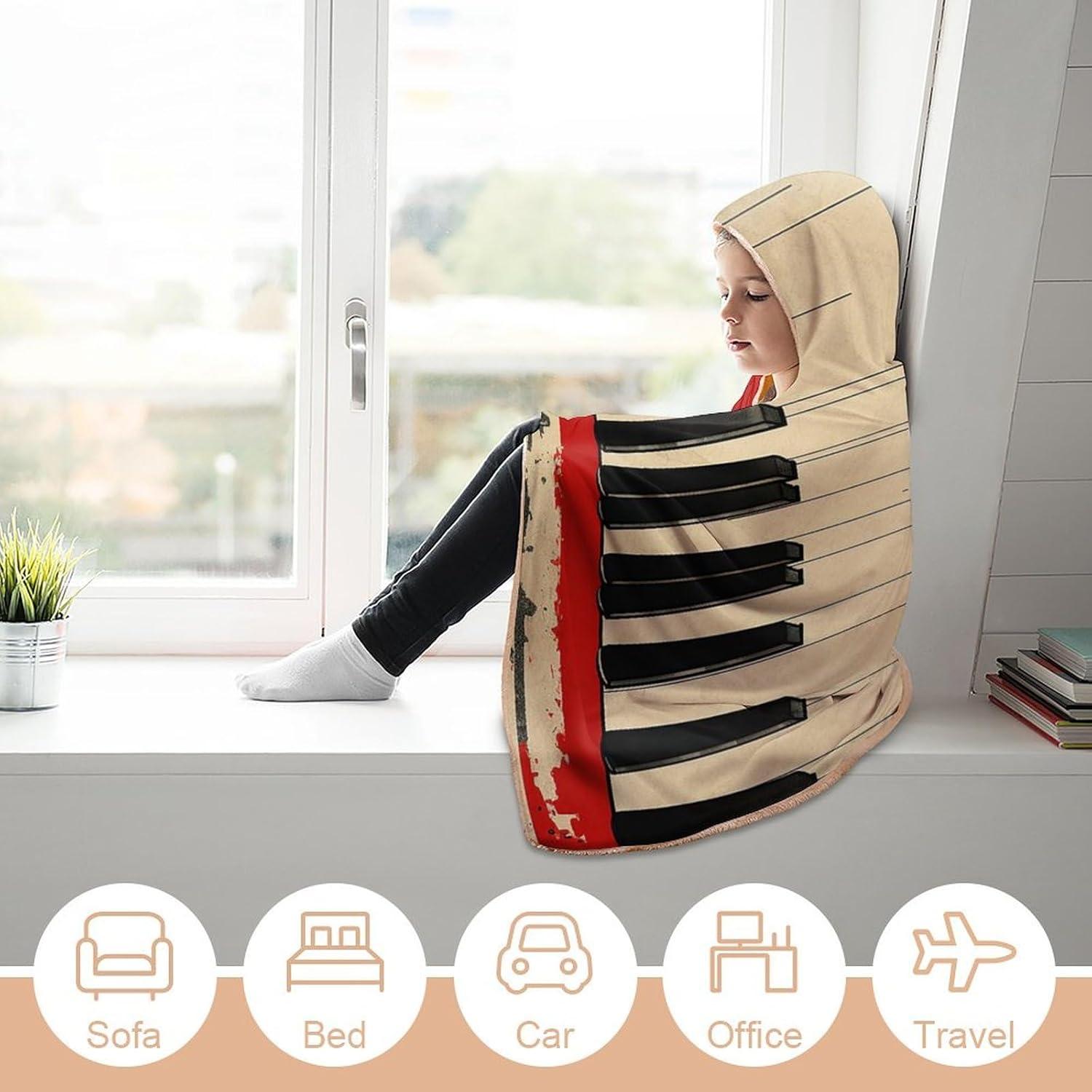 Manta Sudadera con Capucha Teclado de Piano 152x203 cm