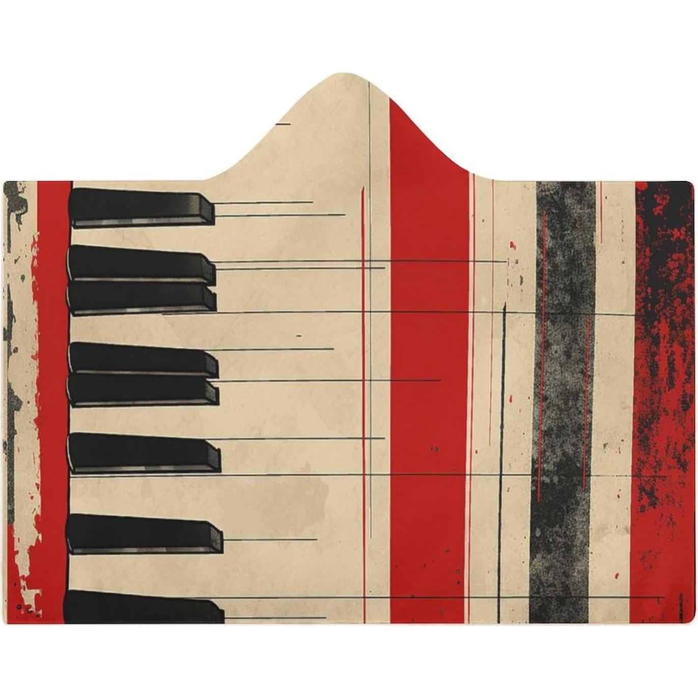 Manta Sudadera con Capucha Teclado de Piano 152x203 cm