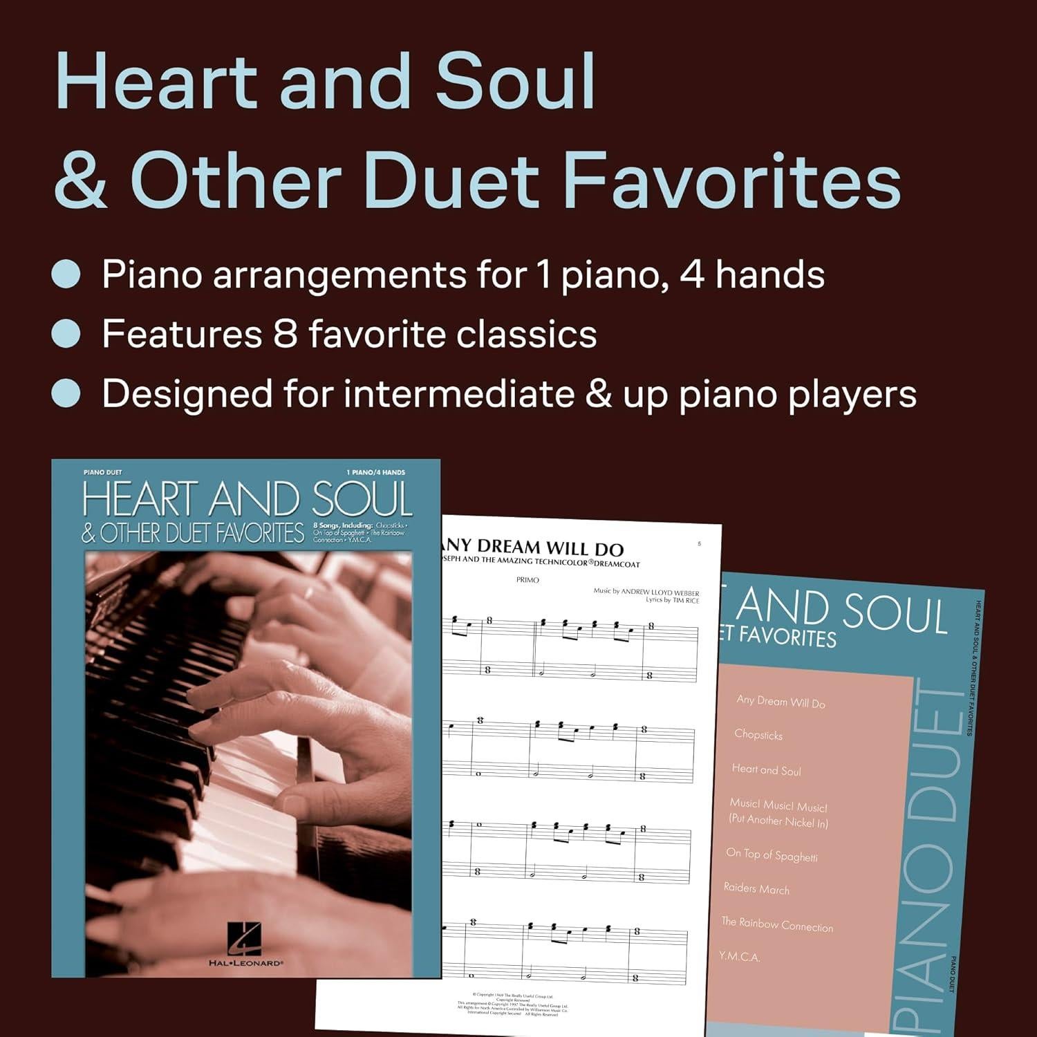 Heart and Soul & Other Duet Favorites | One Piano Four Hands Songbook for Intermediate Players | 8 Popular Piano Duets for Two Pianists | Sheet Music Arrangements for Piano Duets One Piano Four Hands