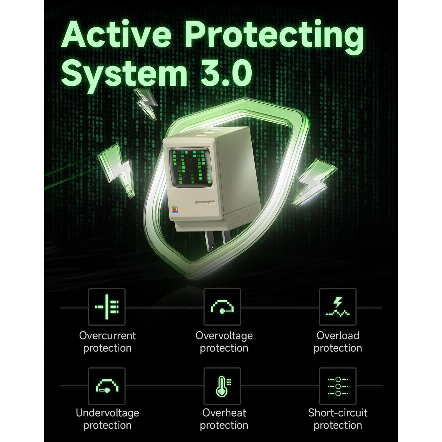 Cargador USB C Sharge 67W 3 Puertos Retro con Pantalla