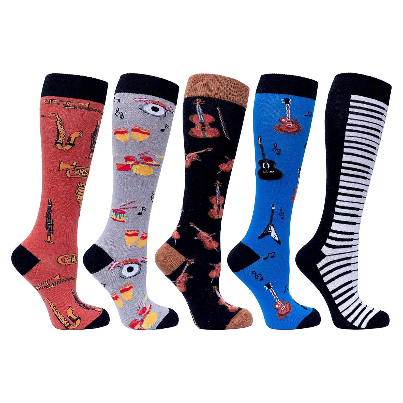 Calcetines de Lujo para Mujer - 5 Pares Coloridos hasta la Rodilla