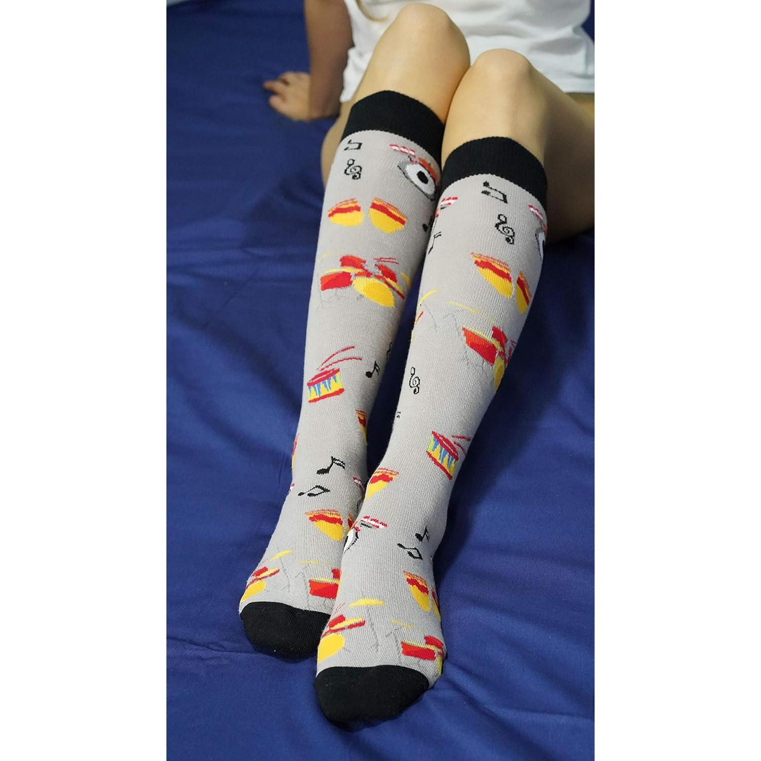 Calcetines de Lujo para Mujer - 5 Pares Coloridos hasta la Rodilla