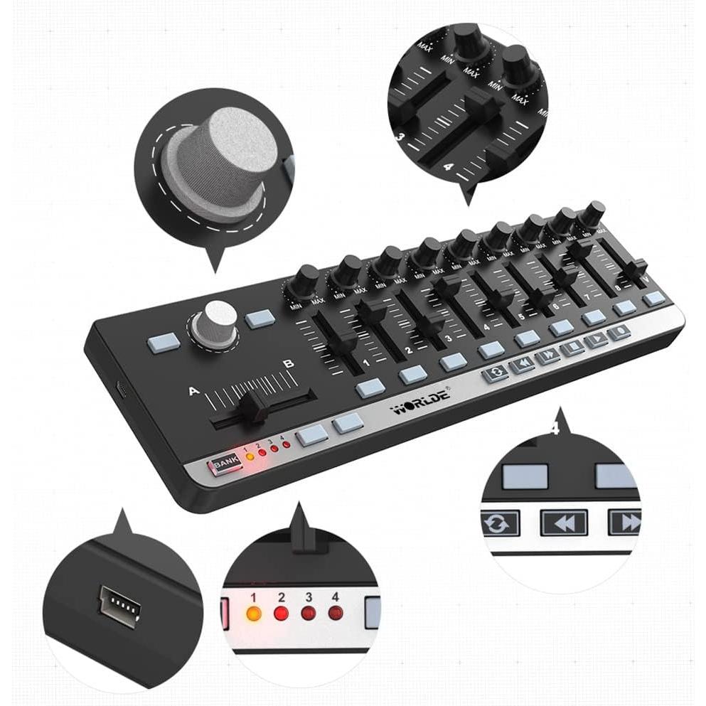 Controlador MIDI portátil ERYUE Slim-Line USB 34x10cm