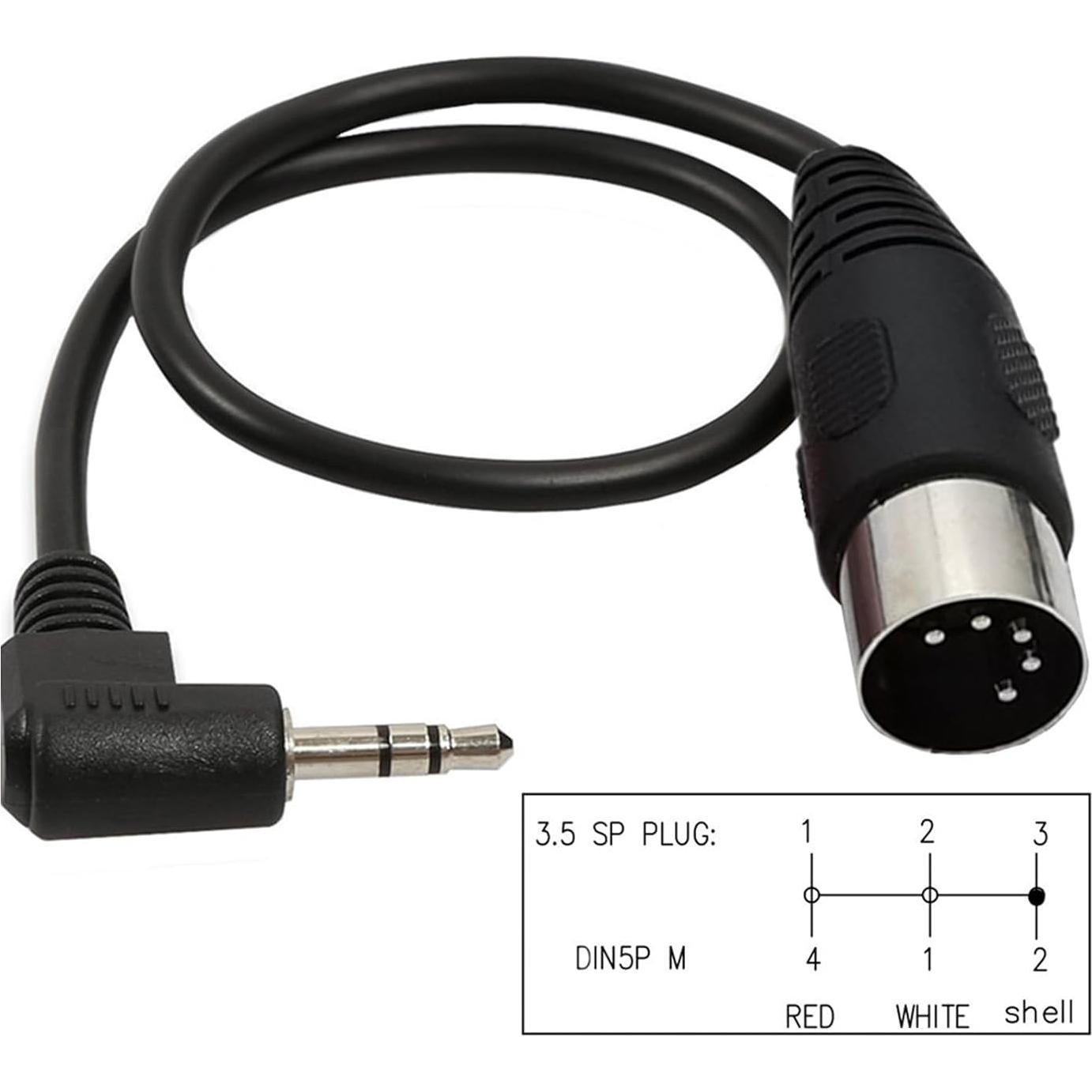 Cable MIDI 5 Pines DIN LOKEKE a 3.5mm 0.5m Negro