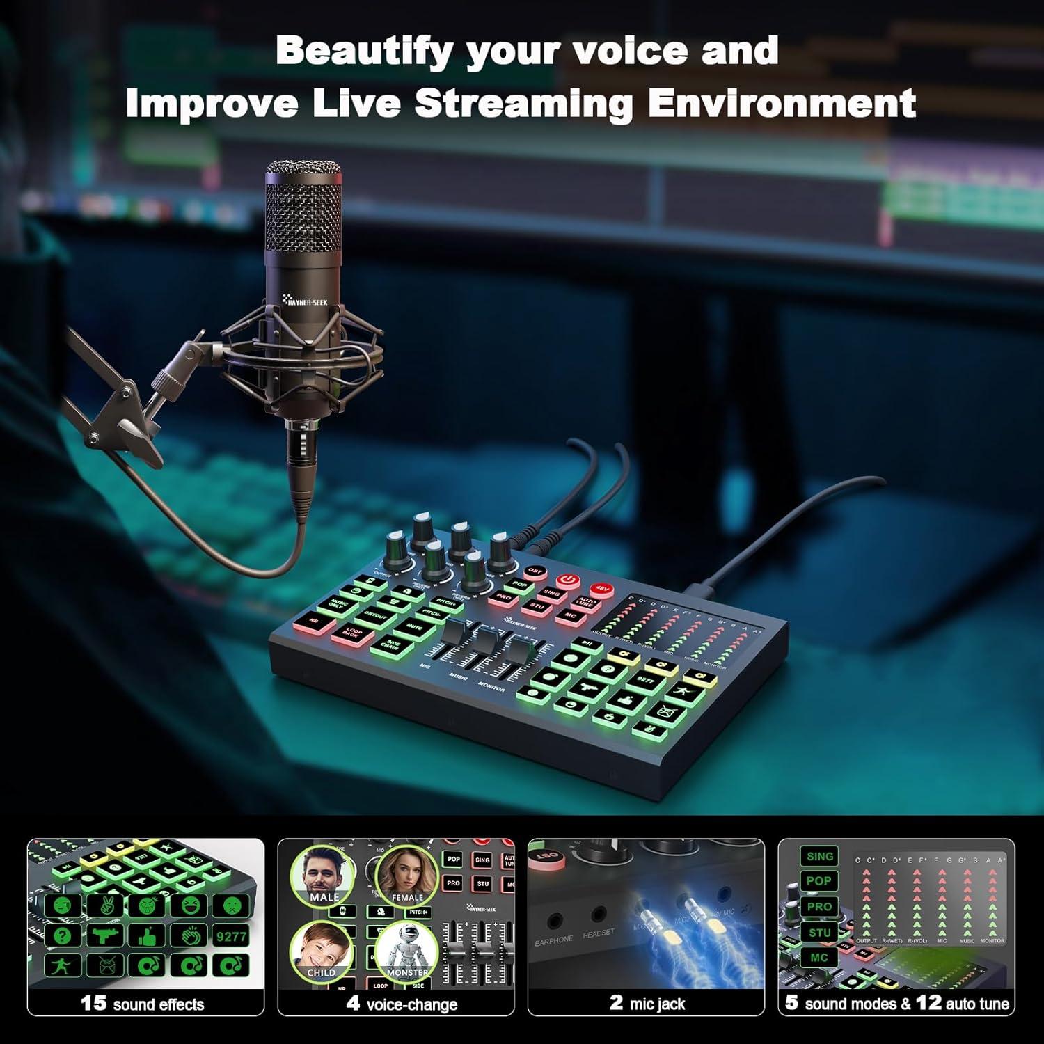 Equipo de Podcast para 2 Personas - Mezclador DJ MHS134