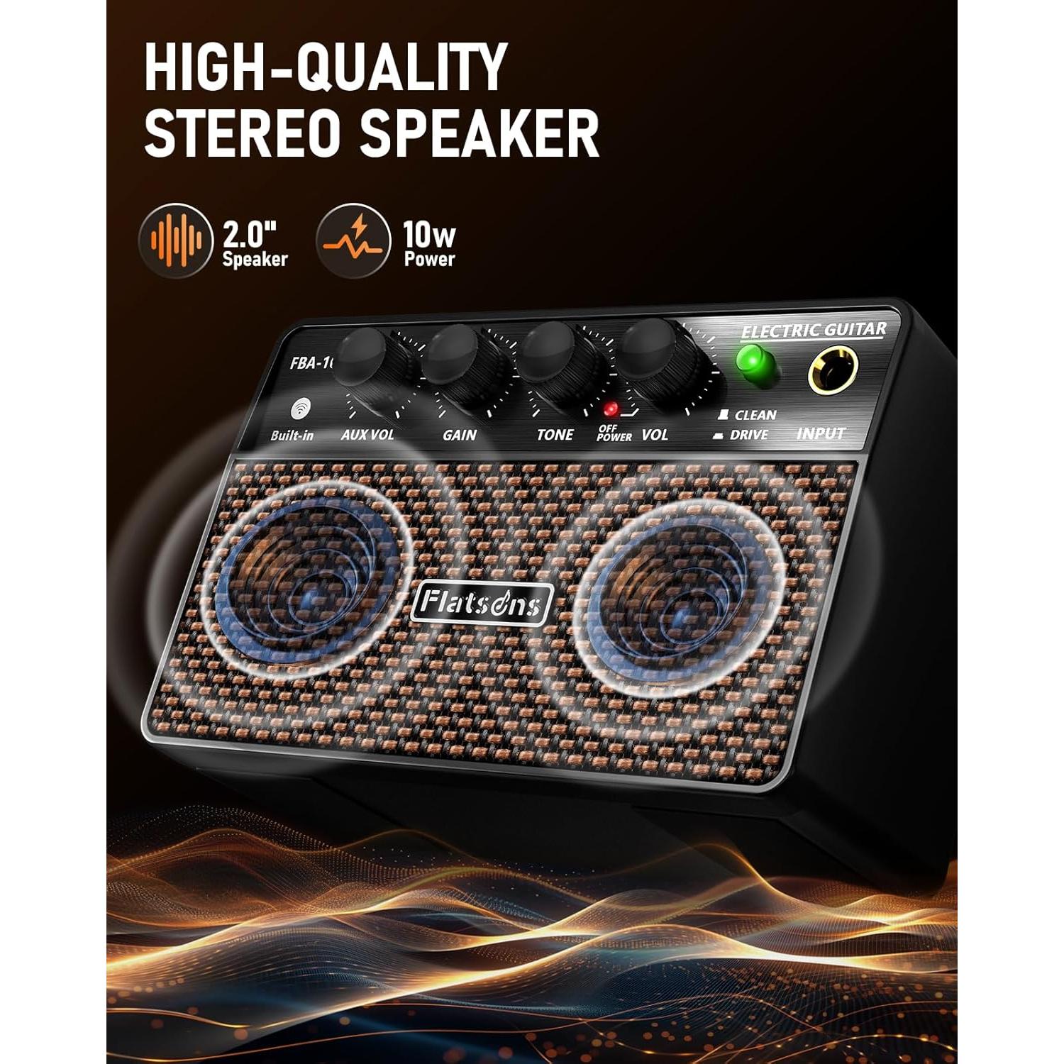 Amplificador de guitarra FBA-10 Flatsons 10W portátil USB-C