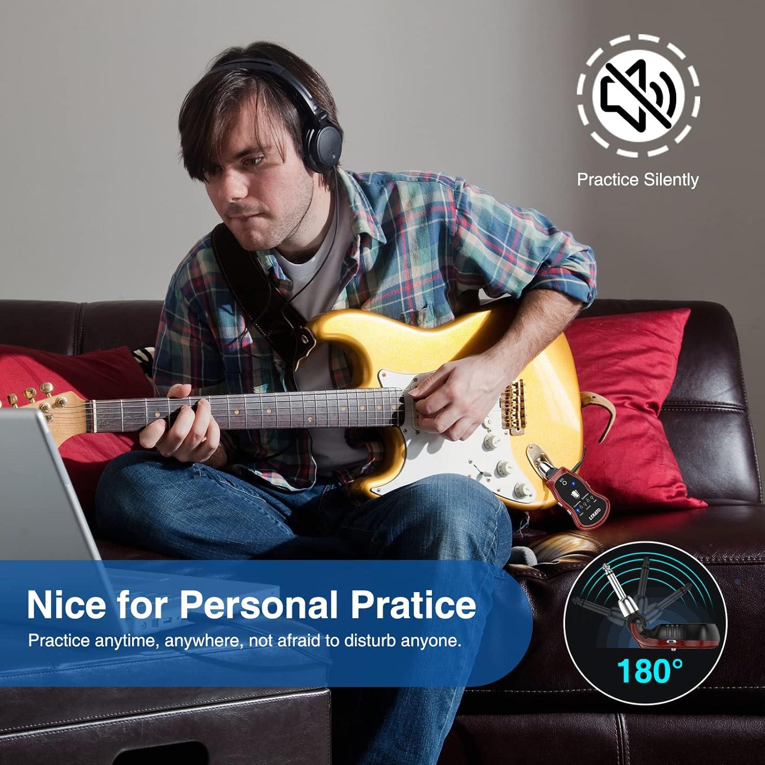 Amplificador de Auriculares LEKATO para Guitarra Eléctrica y Bajo, 5 Efectos