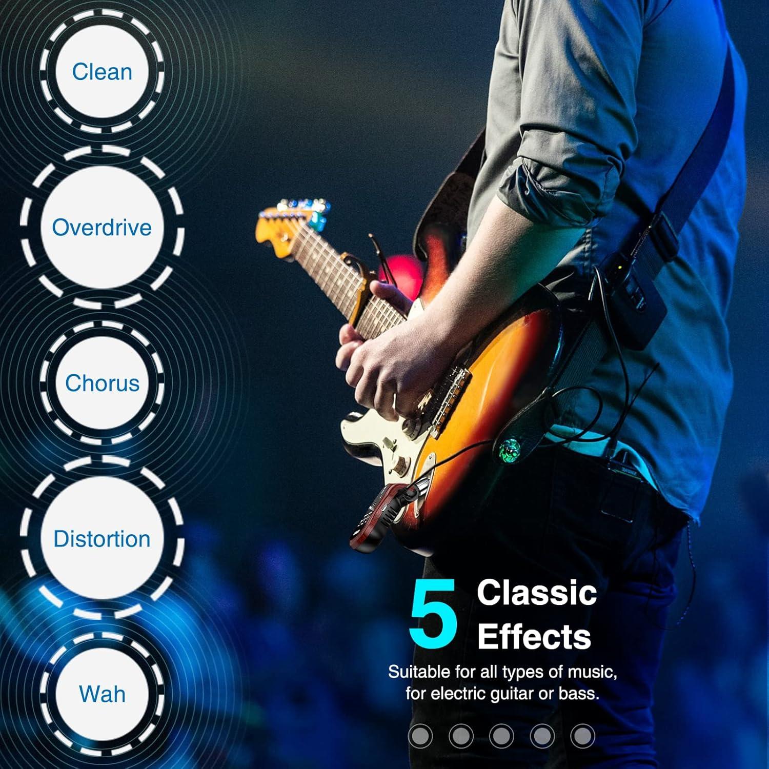 Amplificador de Auriculares LEKATO para Guitarra Eléctrica y Bajo, 5 Efectos