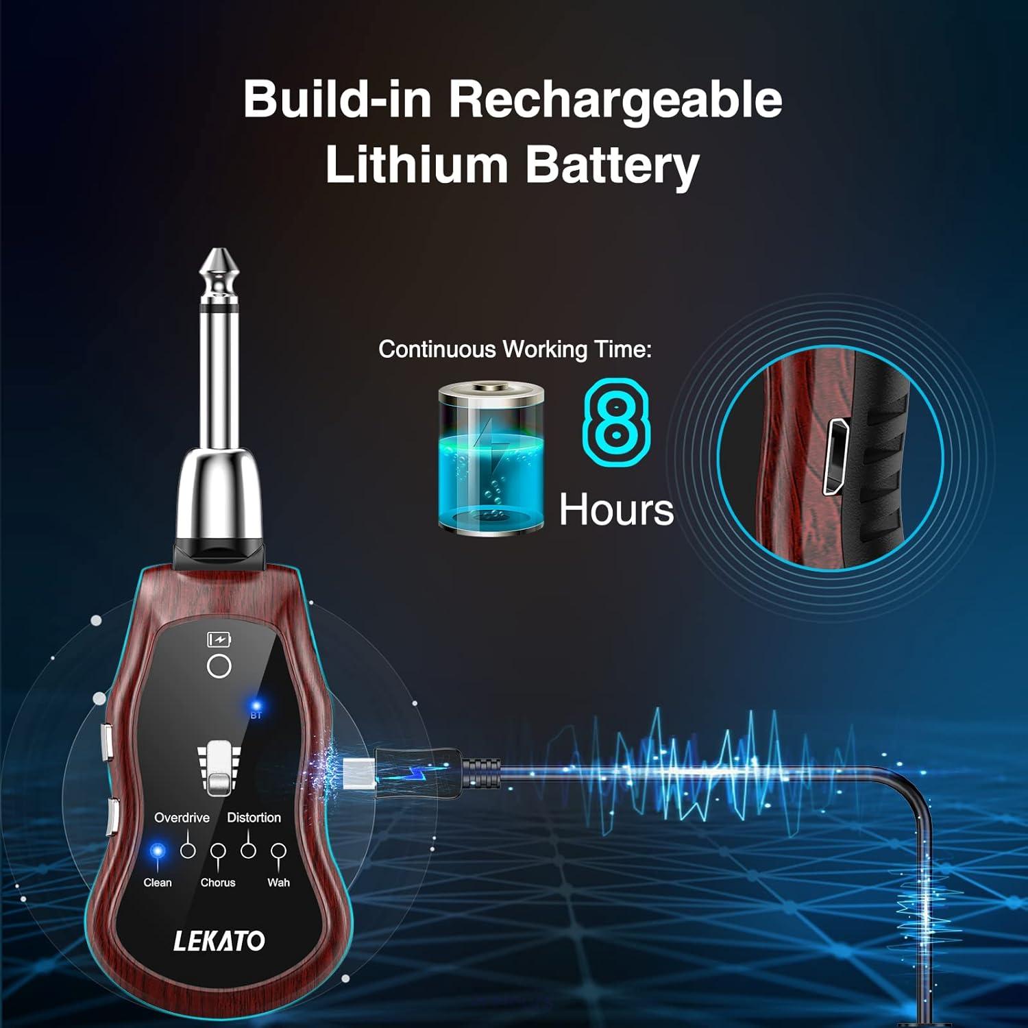 Amplificador de Auriculares LEKATO para Guitarra Eléctrica y Bajo, 5 Efectos