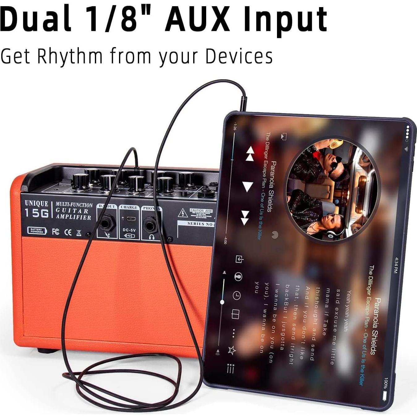 Amplificador de guitarra eléctrica/acústica UNIQUE 15G 15W Bluetooth
