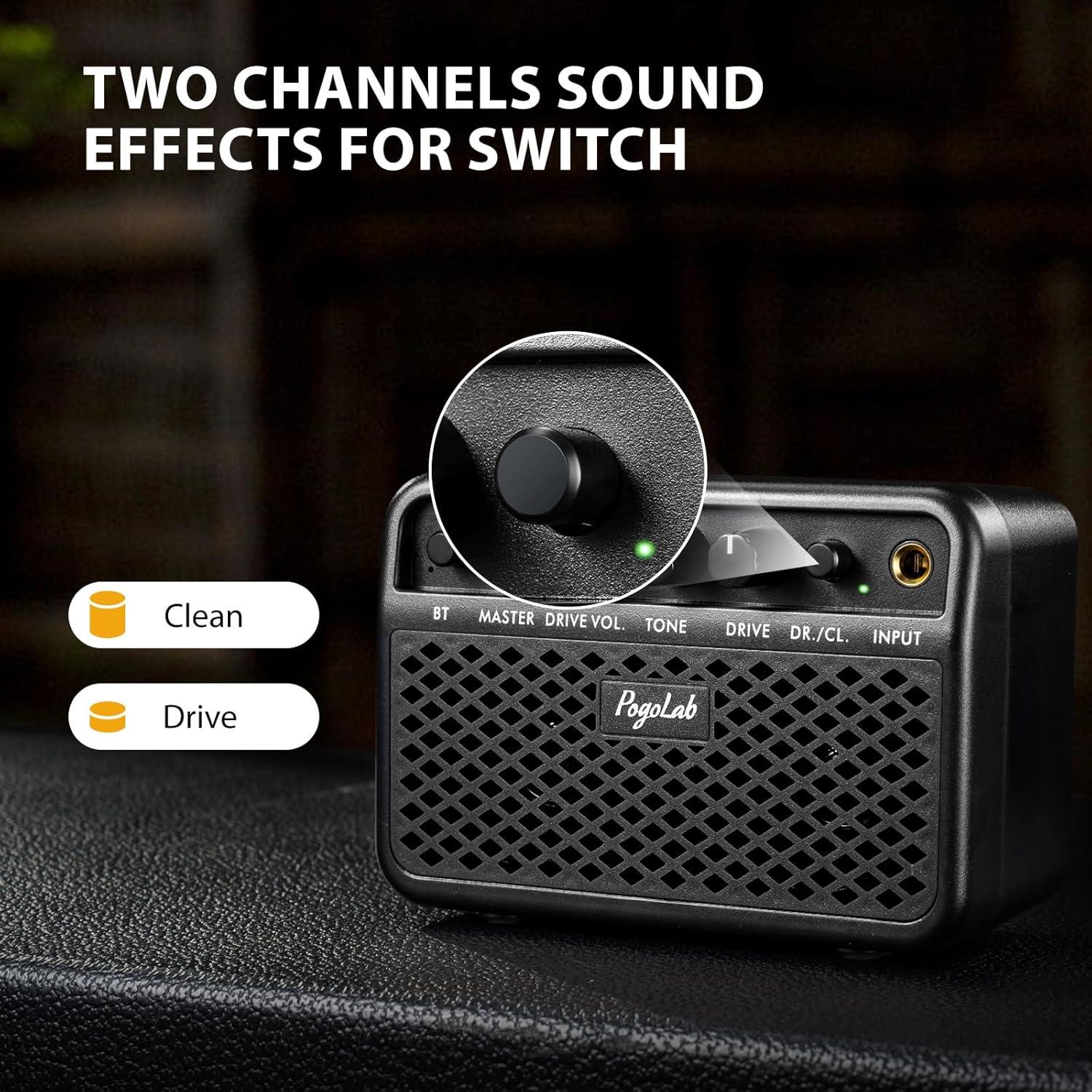 Mini Amplificador de Guitarra Portátil 5W S3 Bluetooth Negro