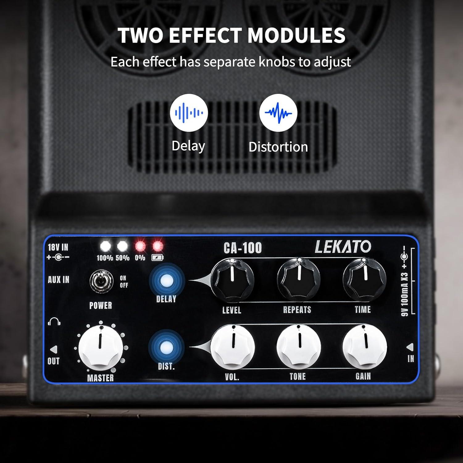 Amplificador de guitarra eléctrica LEKATO 20W Bluetooth portátil