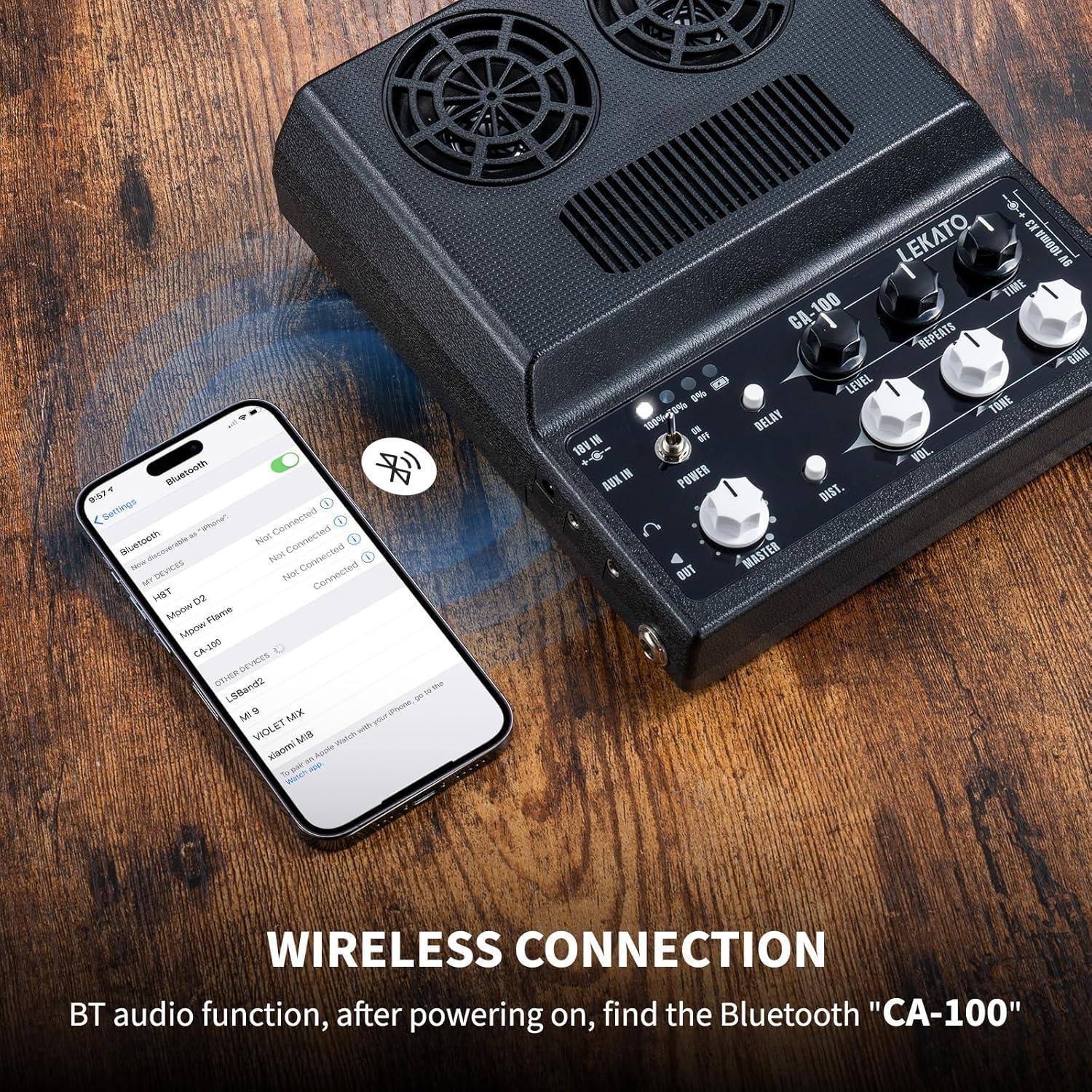 Amplificador de guitarra eléctrica LEKATO 20W Bluetooth portátil