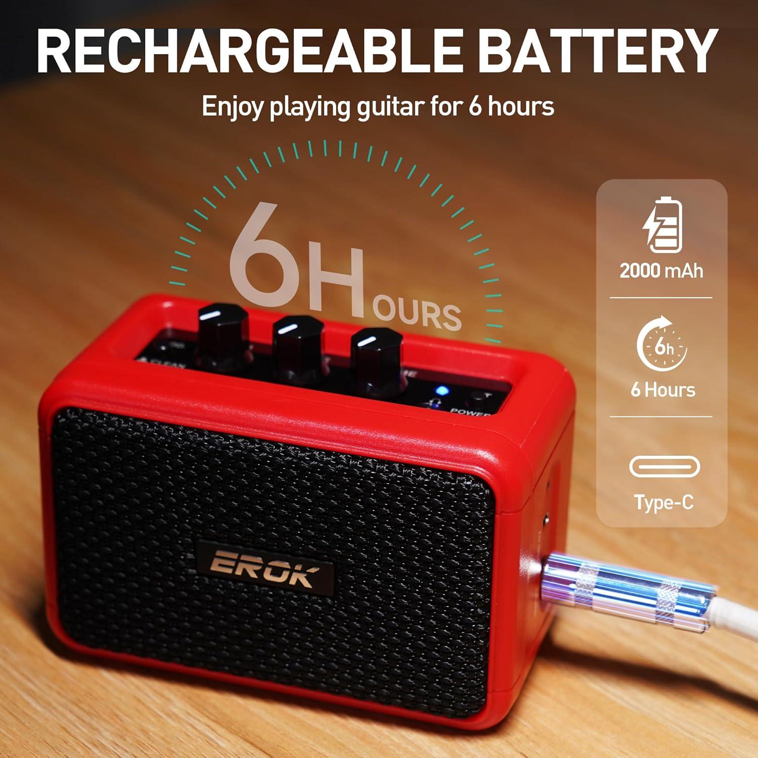 Amplificador de guitarra eléctrica EROK EK-AG-04 5W Bluetooth Rojo