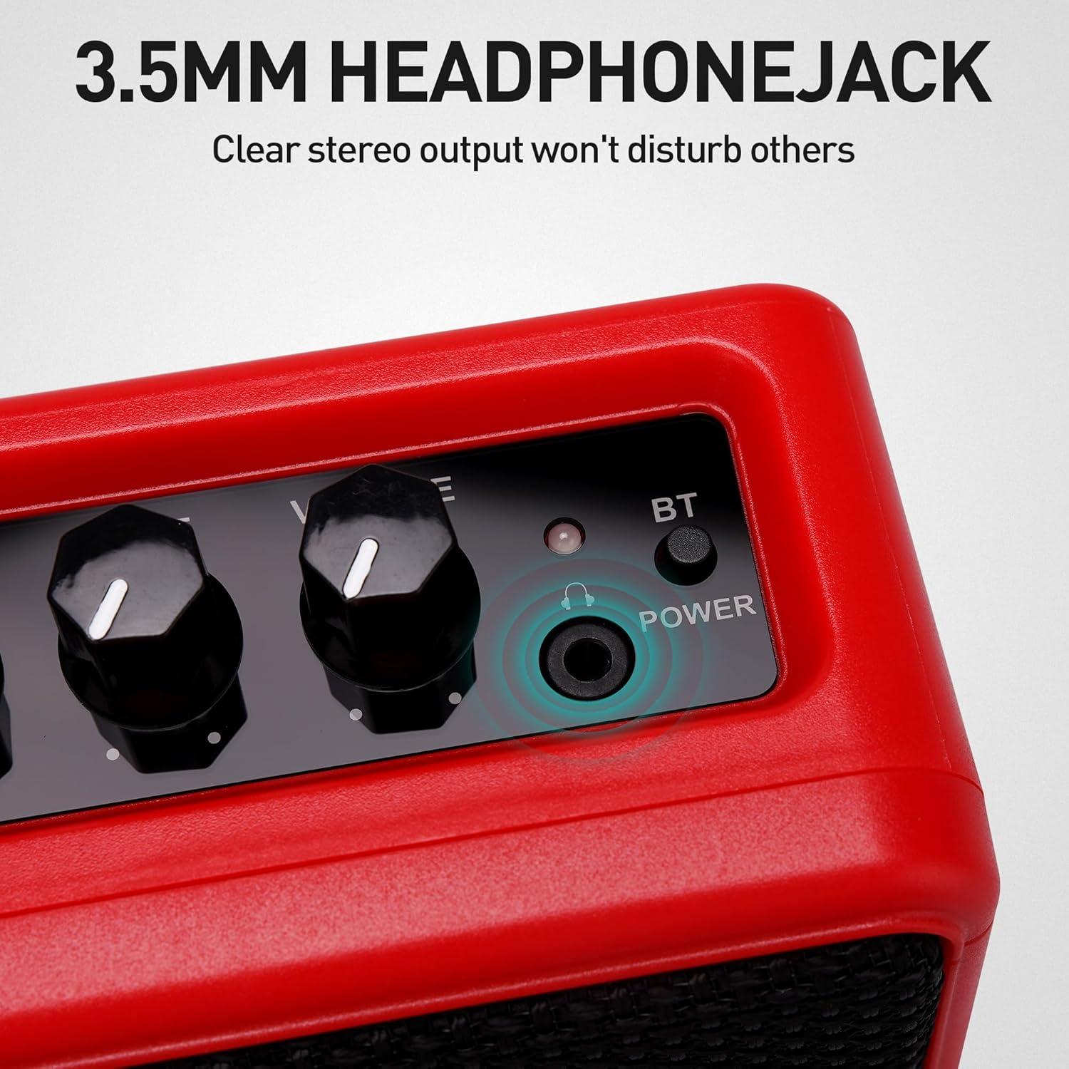 Amplificador de guitarra eléctrica EROK EK-AG-04 5W Bluetooth Rojo