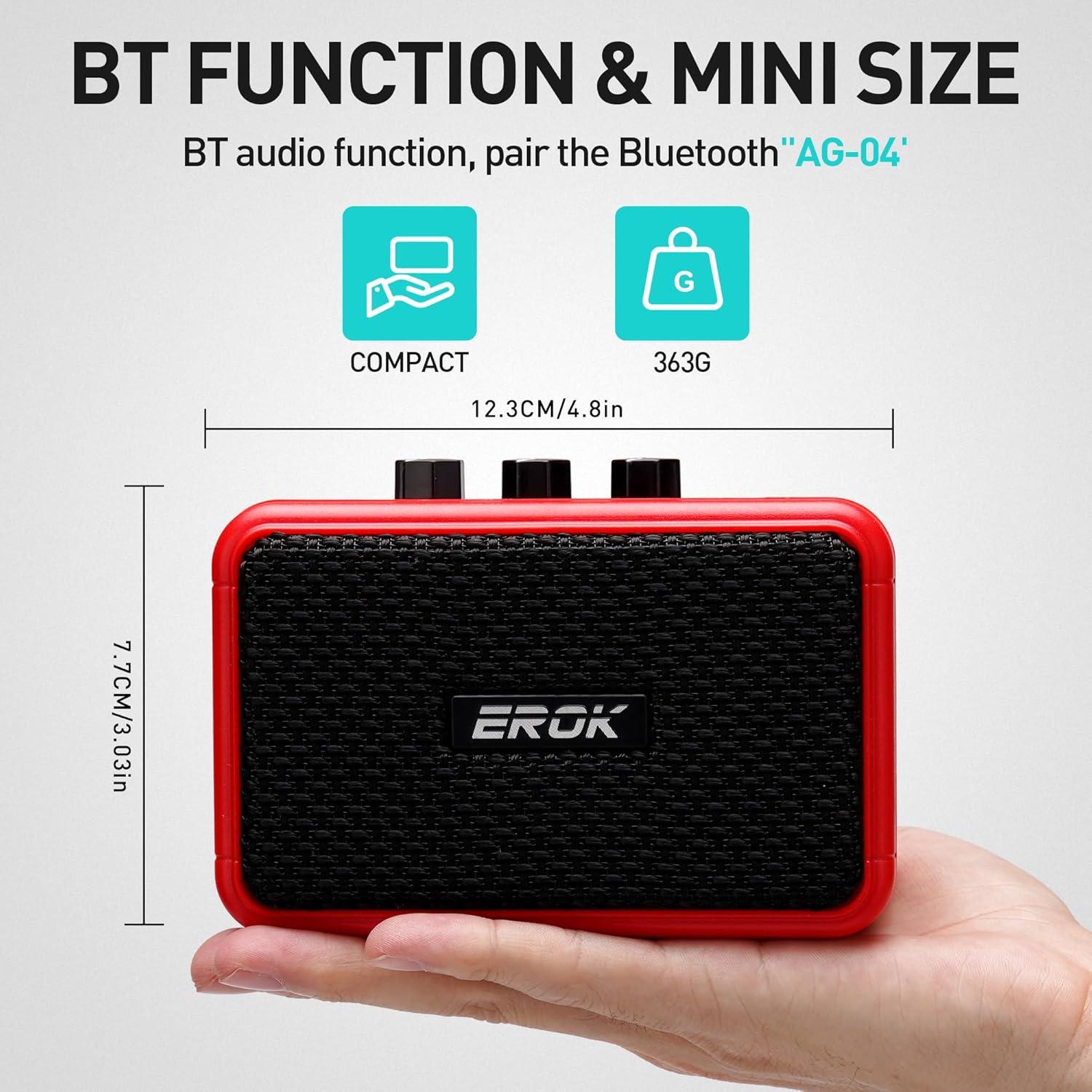 Amplificador de guitarra eléctrica EROK EK-AG-04 5W Bluetooth Rojo