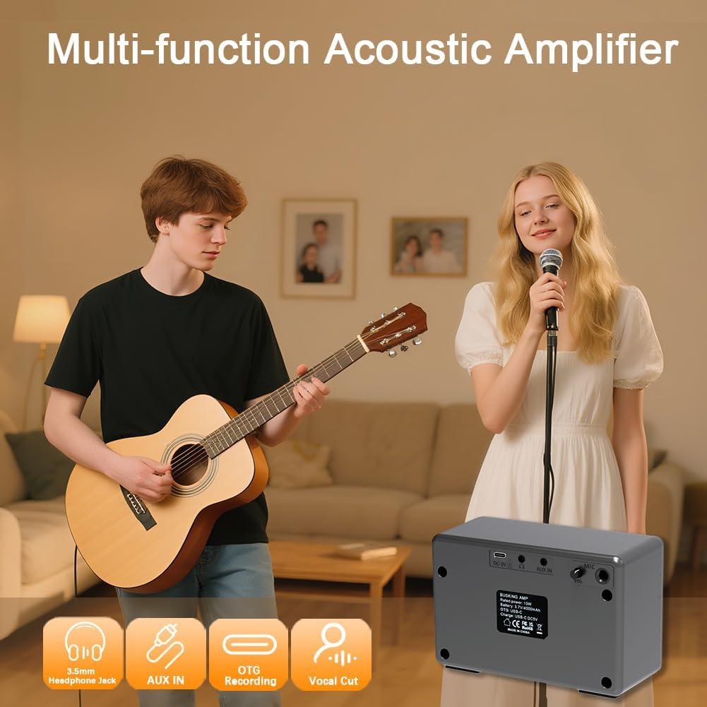 Amplificador de Guitarra Yuer BA-10Pro 10W Portátil con Efectos