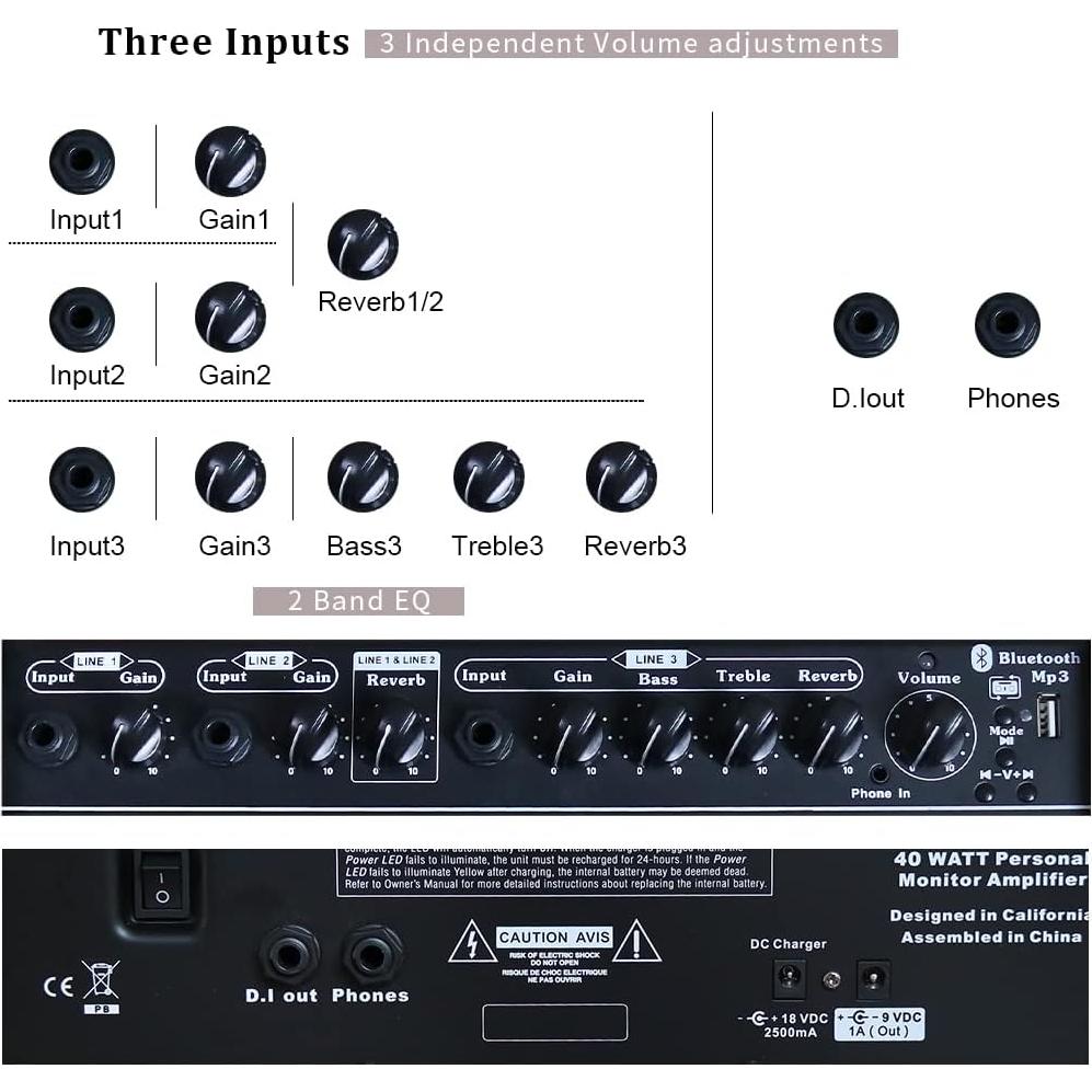 Amplificador Acústico Portátil Coolmusic BP40 40W Bluetooth