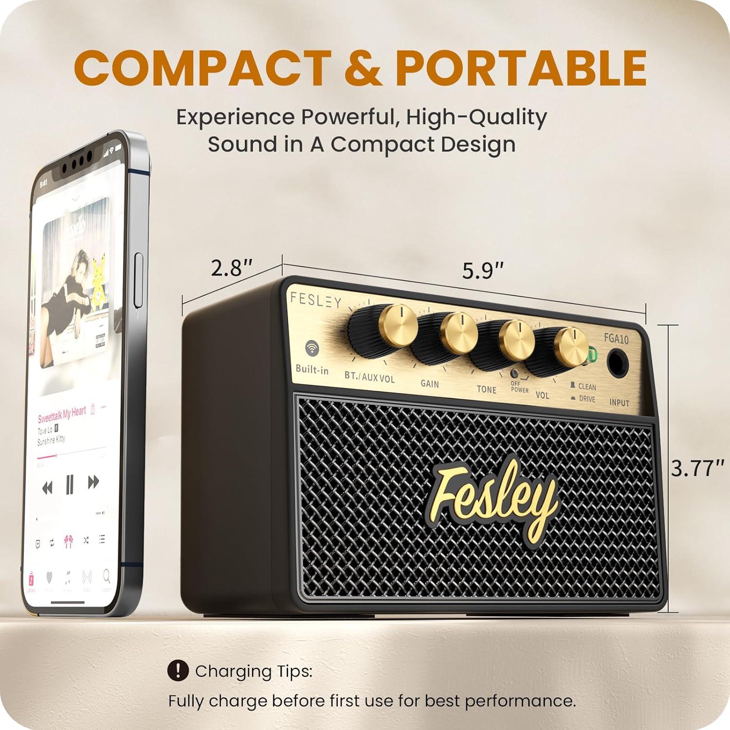 Amplificador de guitarra Fesley FGA10 10W Bluetooth portátil