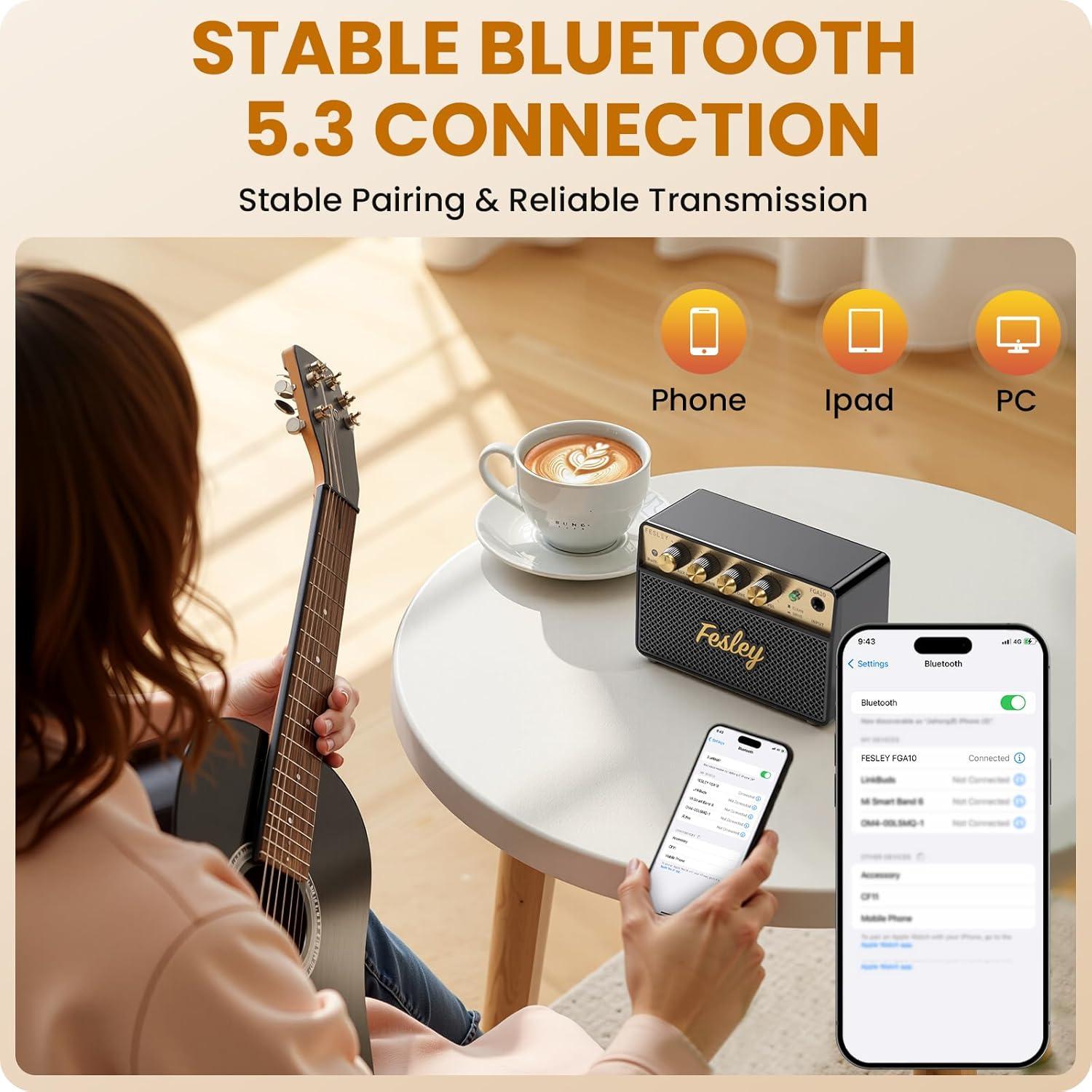 Amplificador de guitarra Fesley FGA10 10W Bluetooth portátil