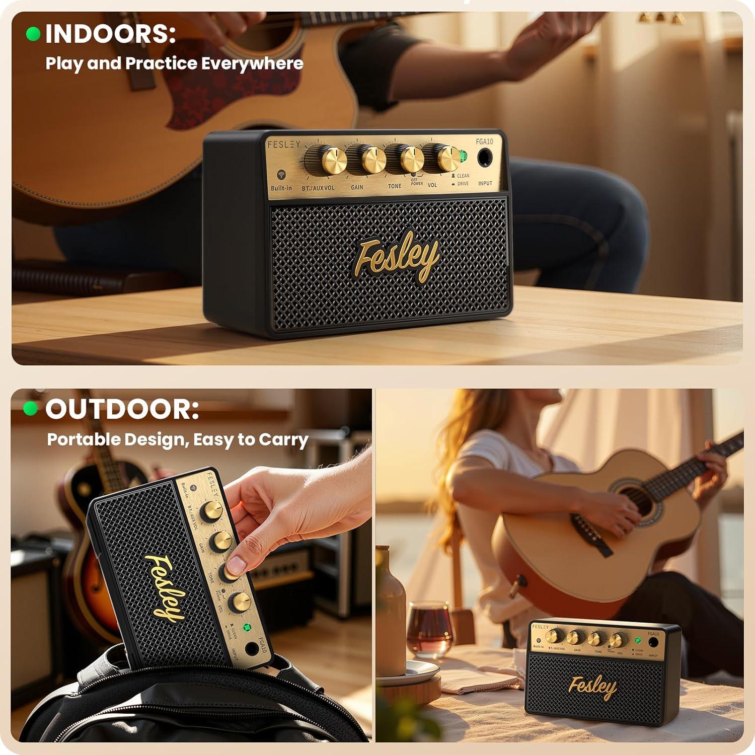 Amplificador de guitarra Fesley FGA10 10W Bluetooth portátil