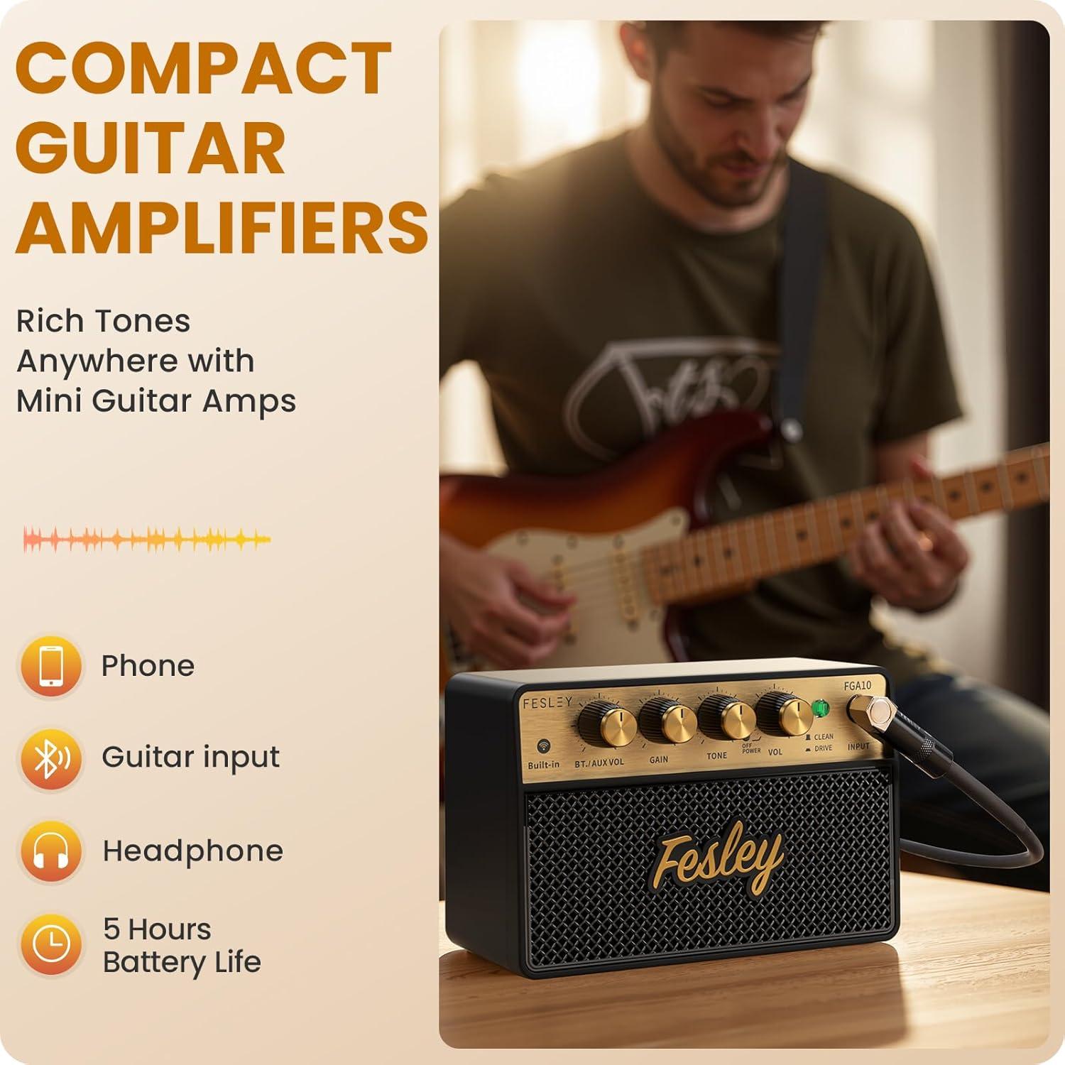 Amplificador de guitarra Fesley FGA10 10W Bluetooth portátil