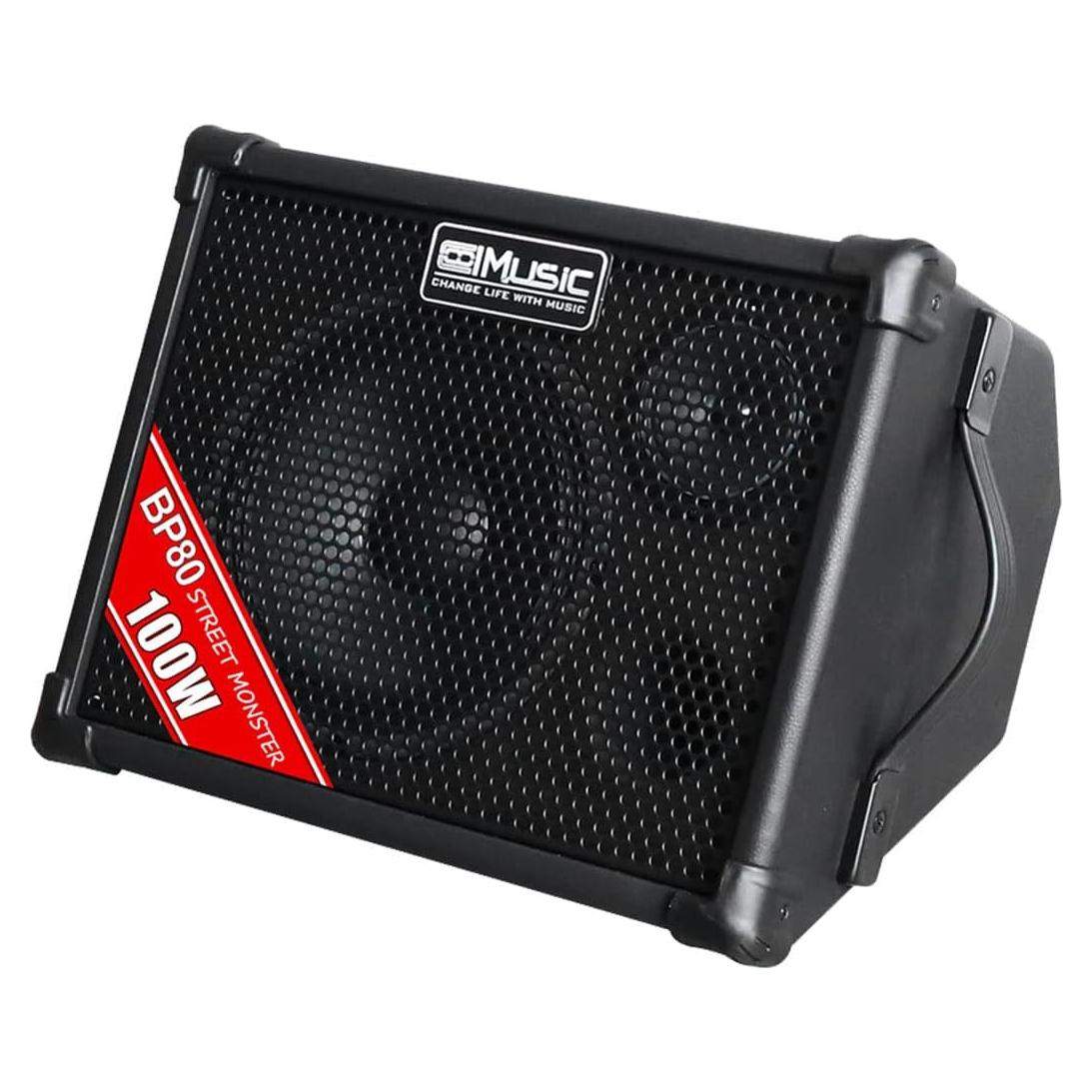 Amplificador Acústico Coolmusic BP80 - 100W, 6 Entradas, Bluetooth, Negro