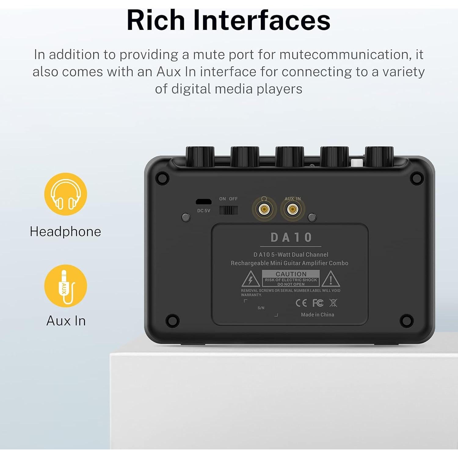 Amplificador de guitarra eléctrica Donner DA-10 5W portátil