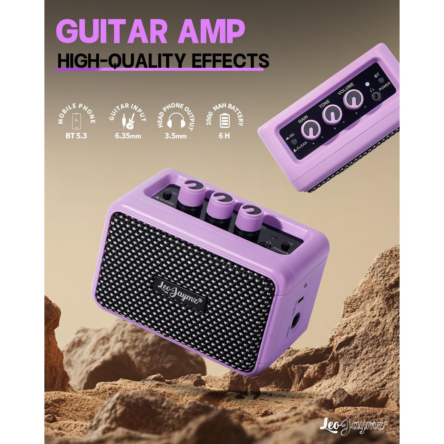 Amplificador de guitarra Leo Jaymz AM05 5W inalámbrico púrpura