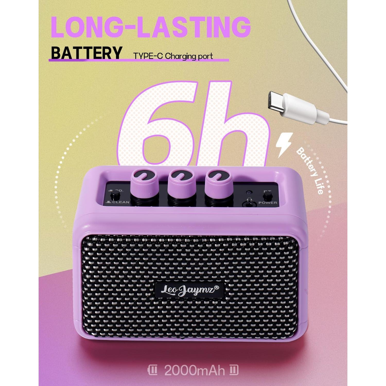 Amplificador de guitarra Leo Jaymz AM05 5W inalámbrico púrpura