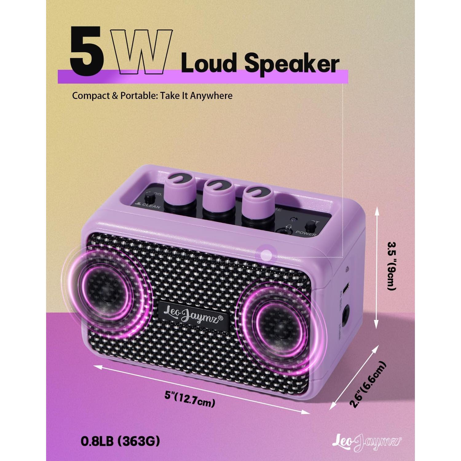 Amplificador de guitarra Leo Jaymz AM05 5W inalámbrico púrpura