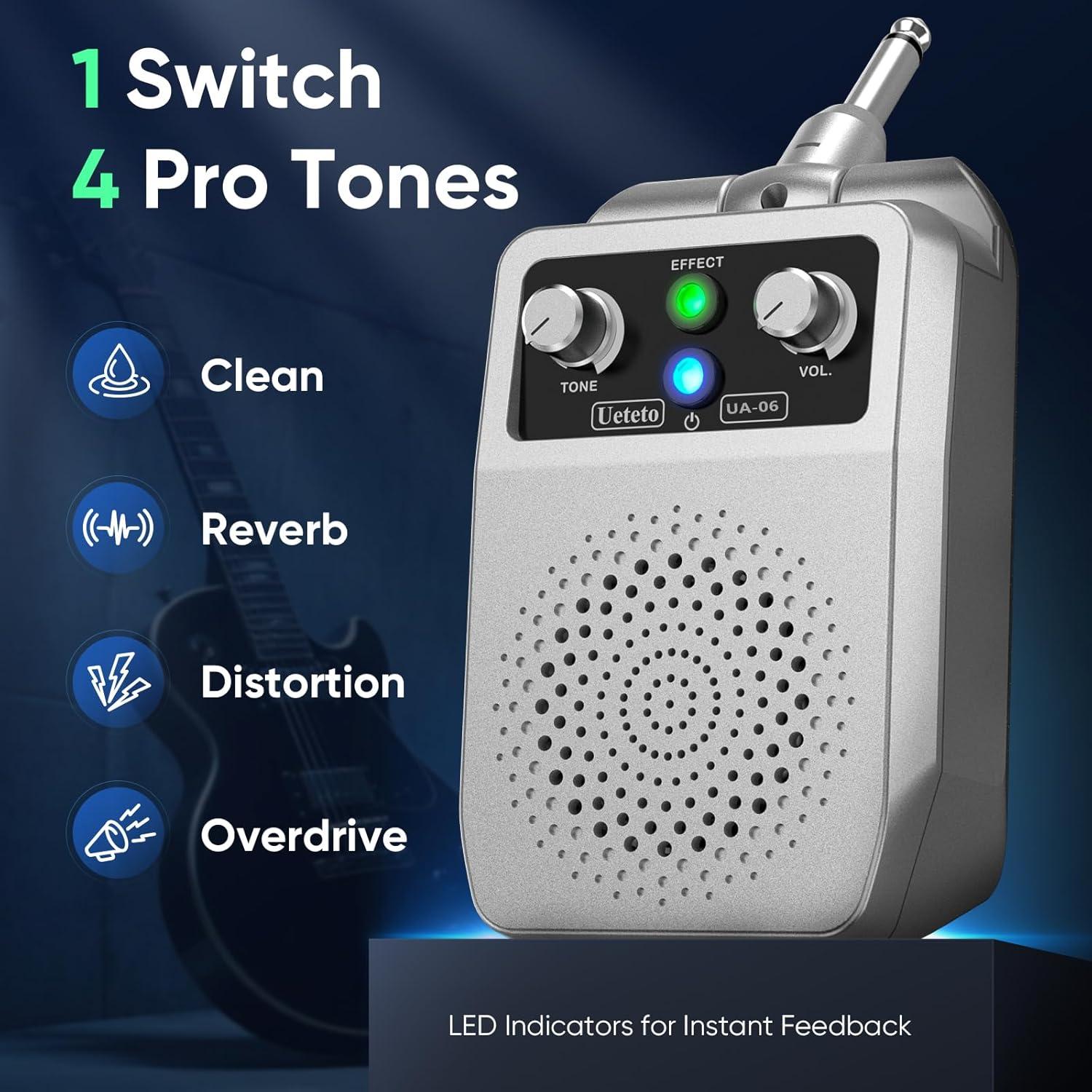 Amplificador de guitarra eléctrica Ueteto 5W Bluetooth 5.1