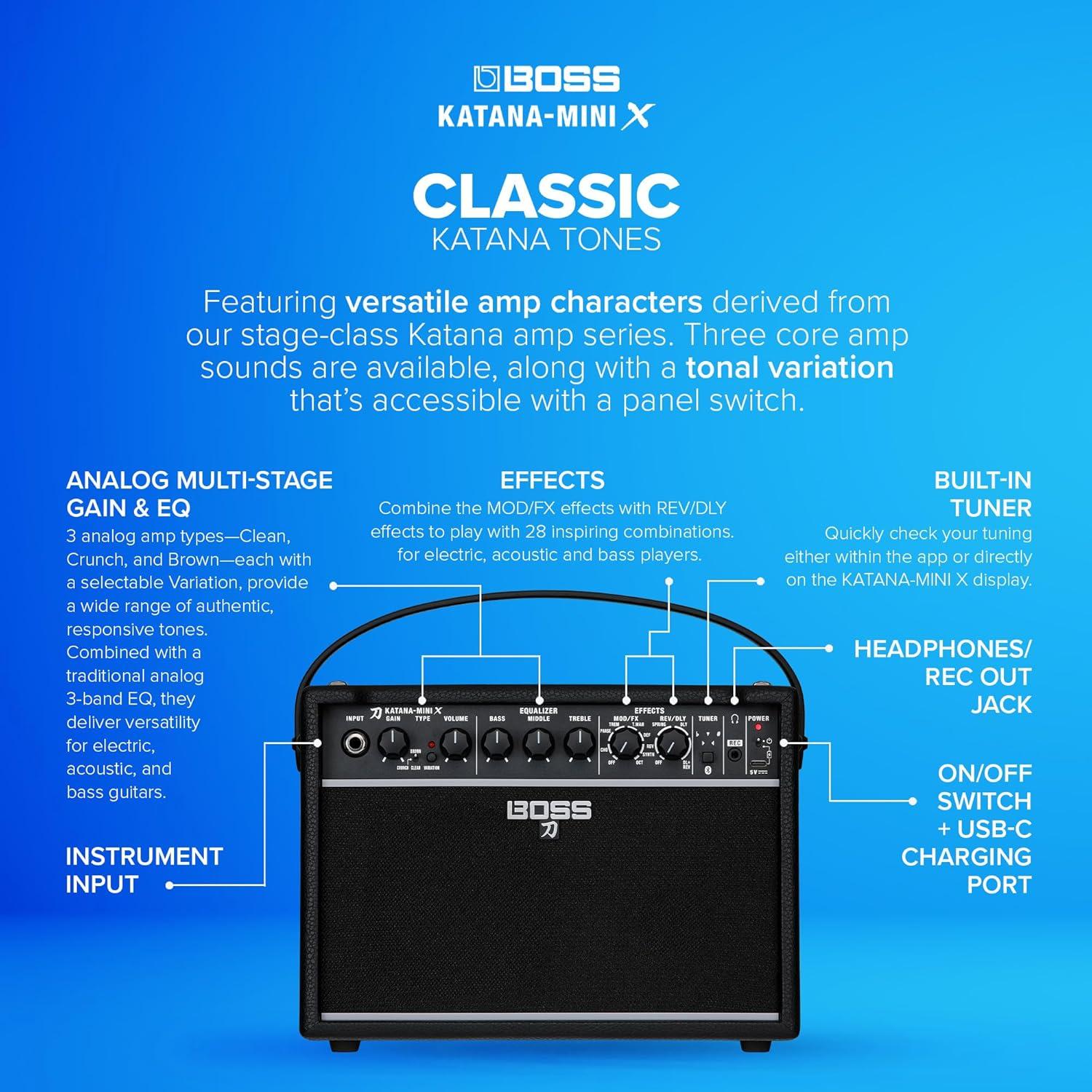 Amplificador BOSS Katana-Mini X 10W Bluetooth para guitarra