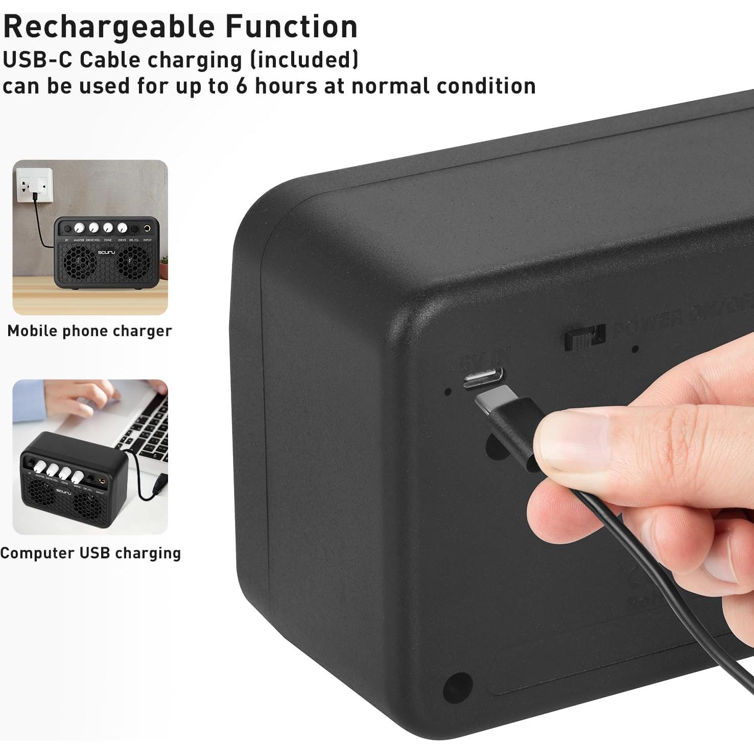 Amplificador Mini de Guitarra Caline 5W Bluetooth Recargable