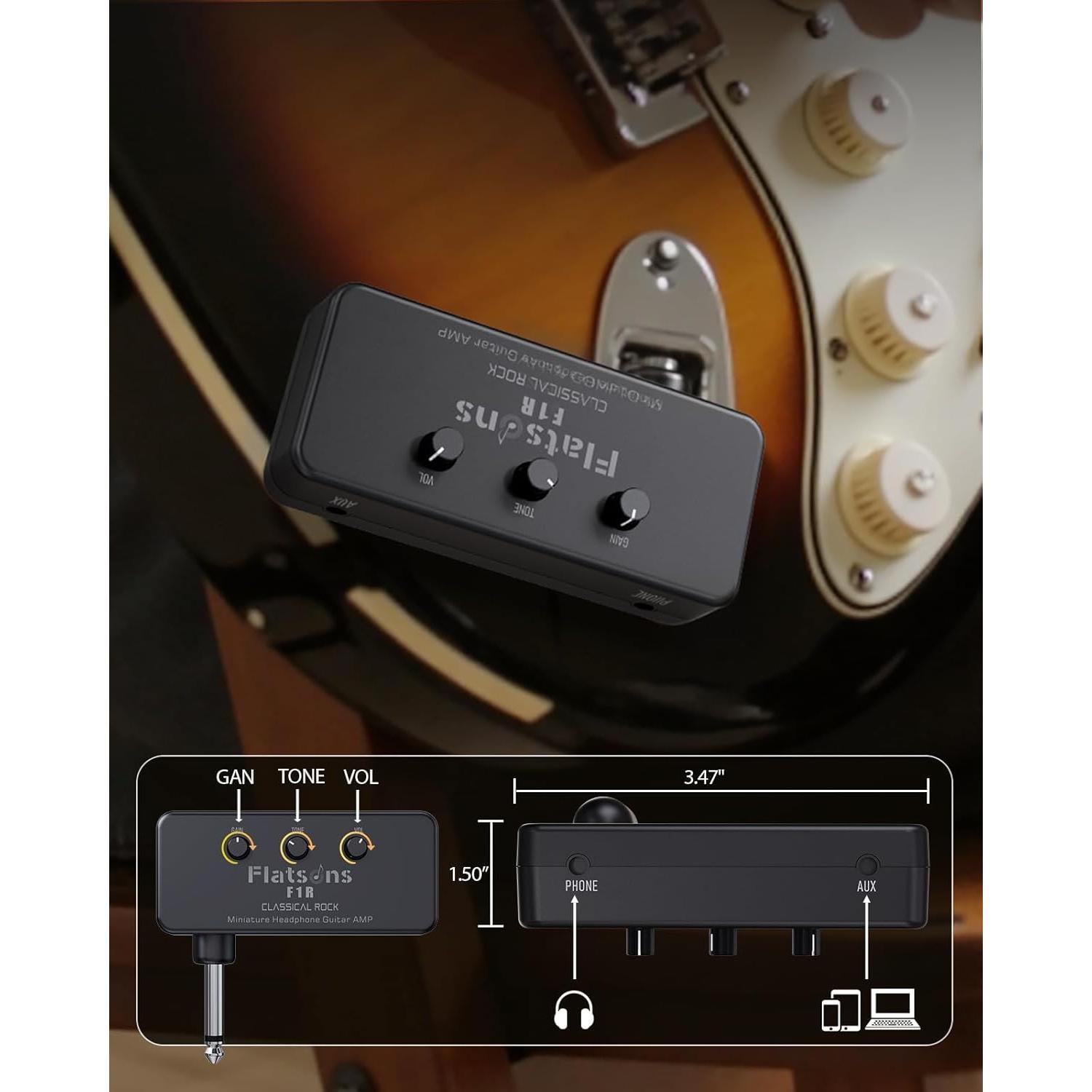 Amplificador de Auriculares Flatsons F1R para Guitarra Eléctrica