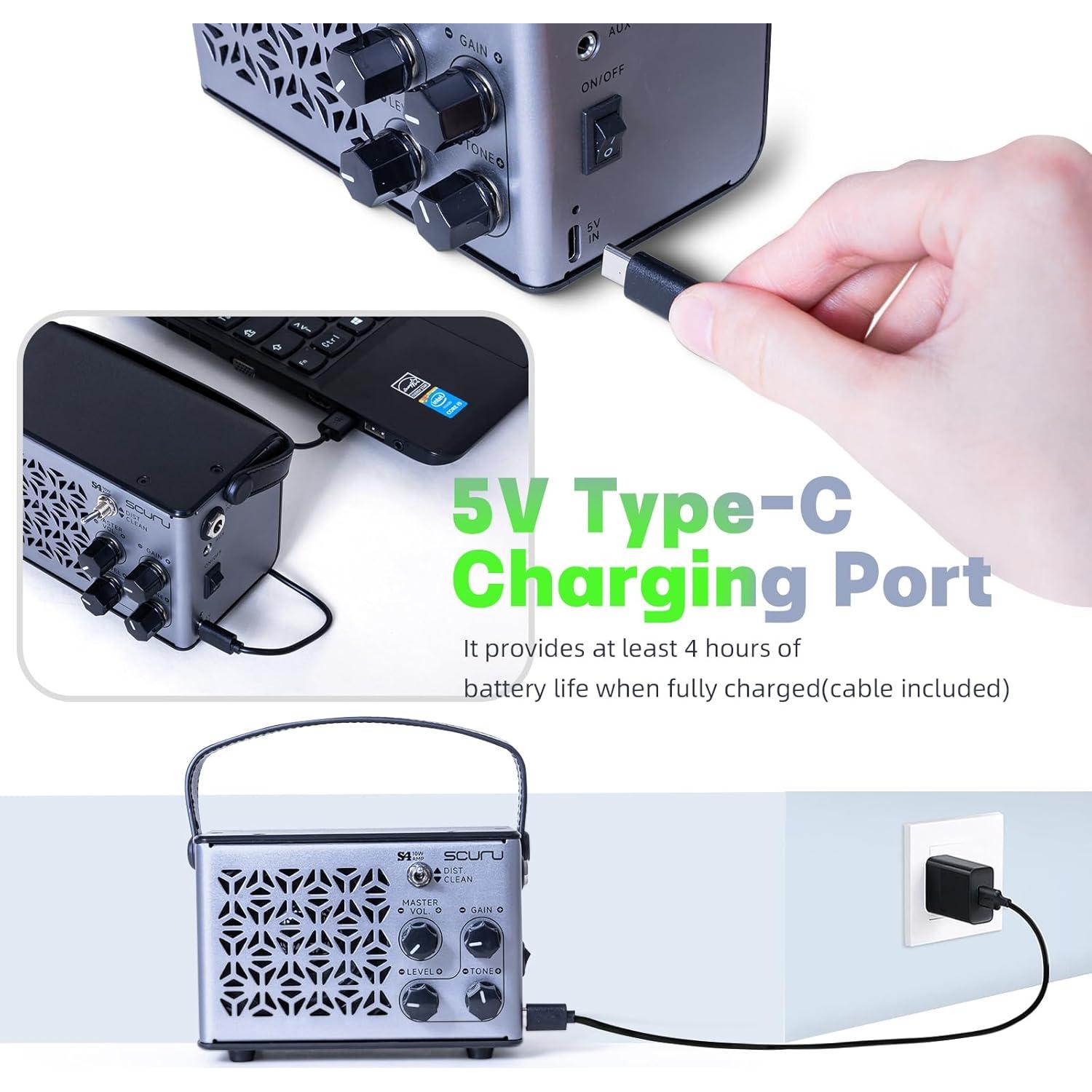 Amplificador de guitarra portátil Caline S4 10W Bluetooth