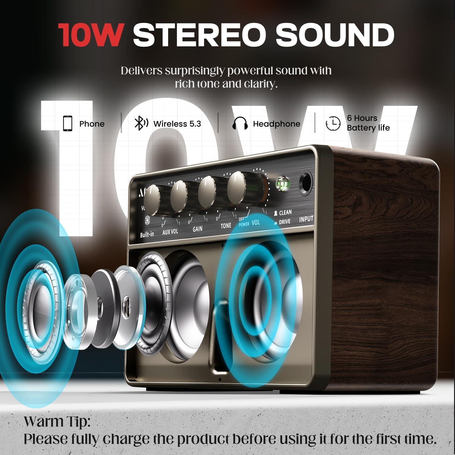 Amplificador de guitarra AKLOT Volt-XII 10W portátil recargable