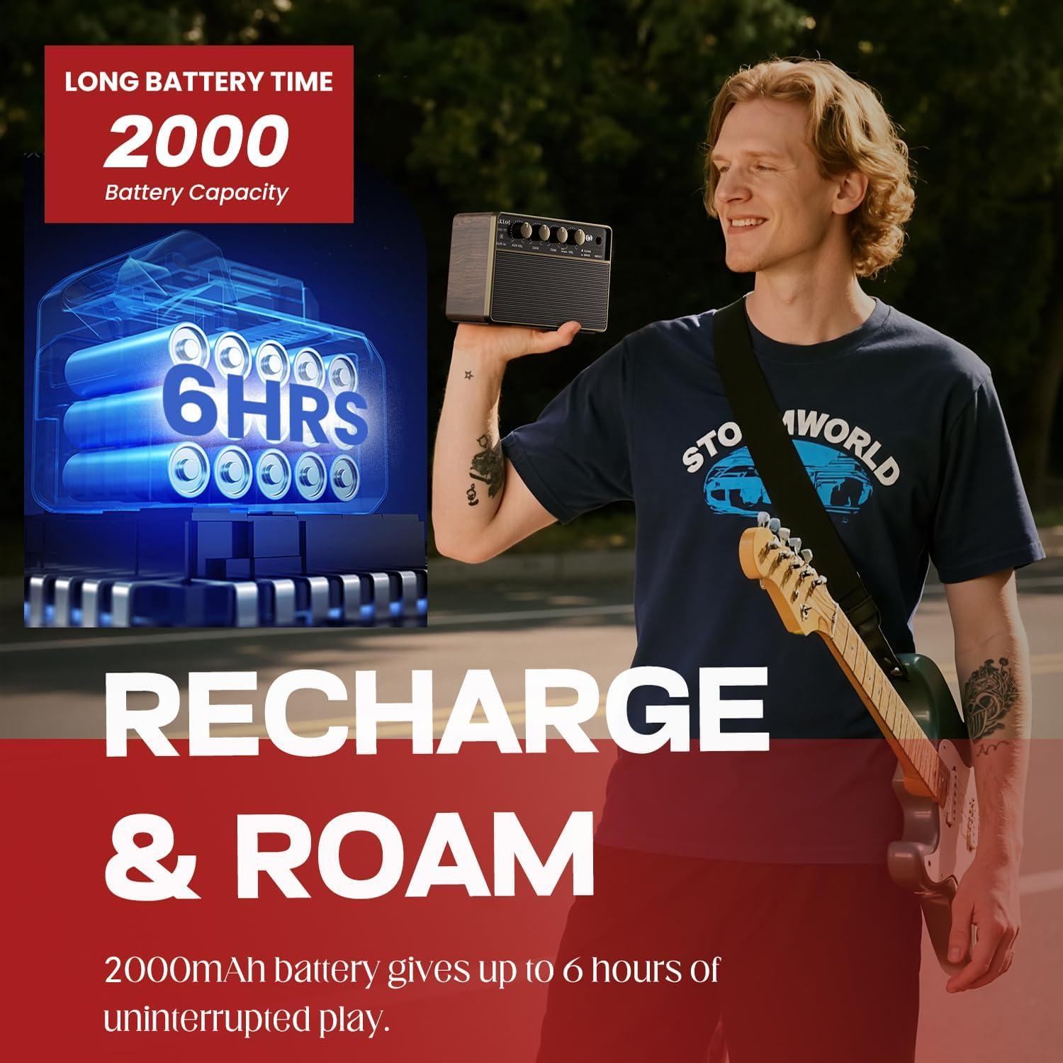 Amplificador de guitarra AKLOT Volt-XII 10W portátil recargable