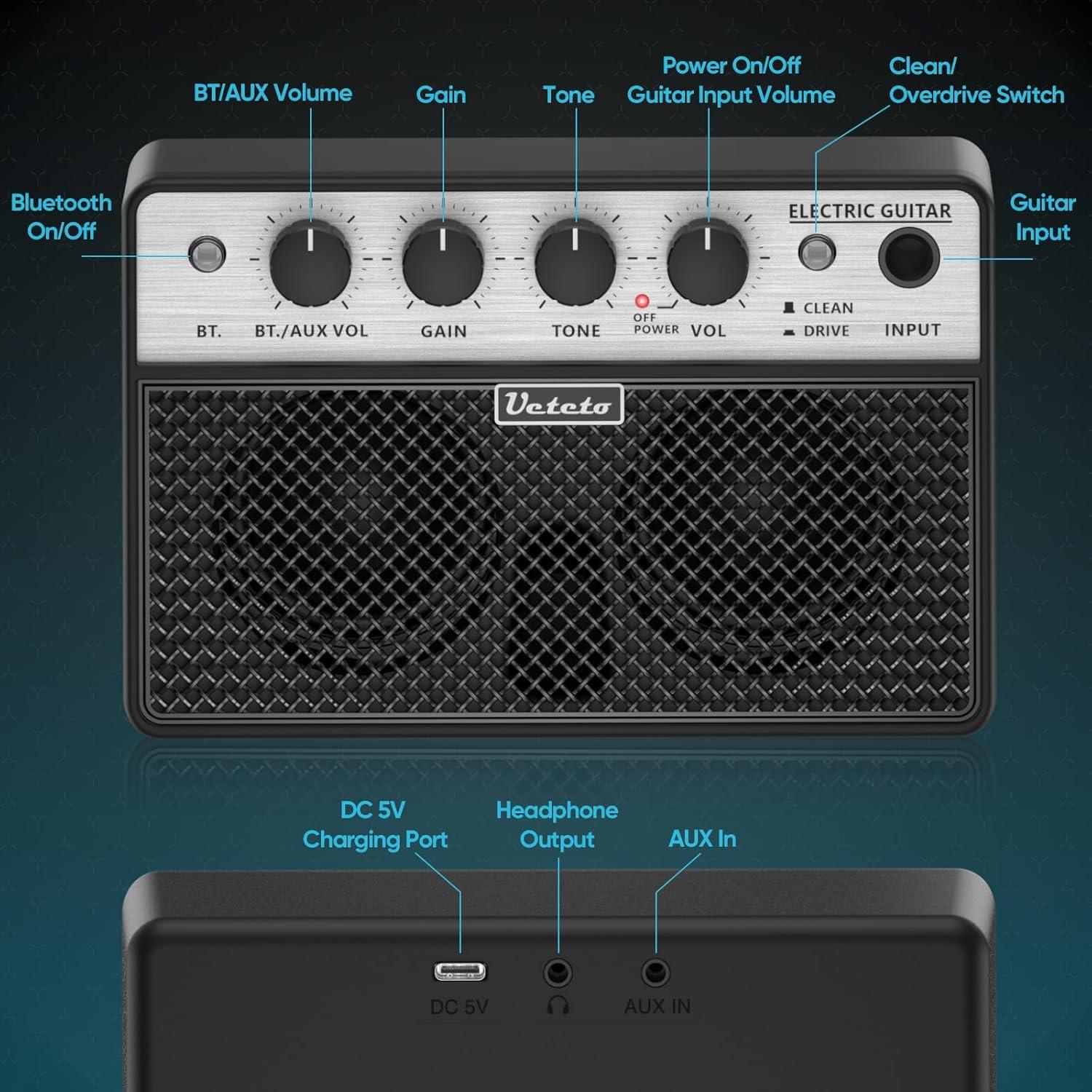 Amplificador de guitarra Ueteto WA-03 10W portátil recargable