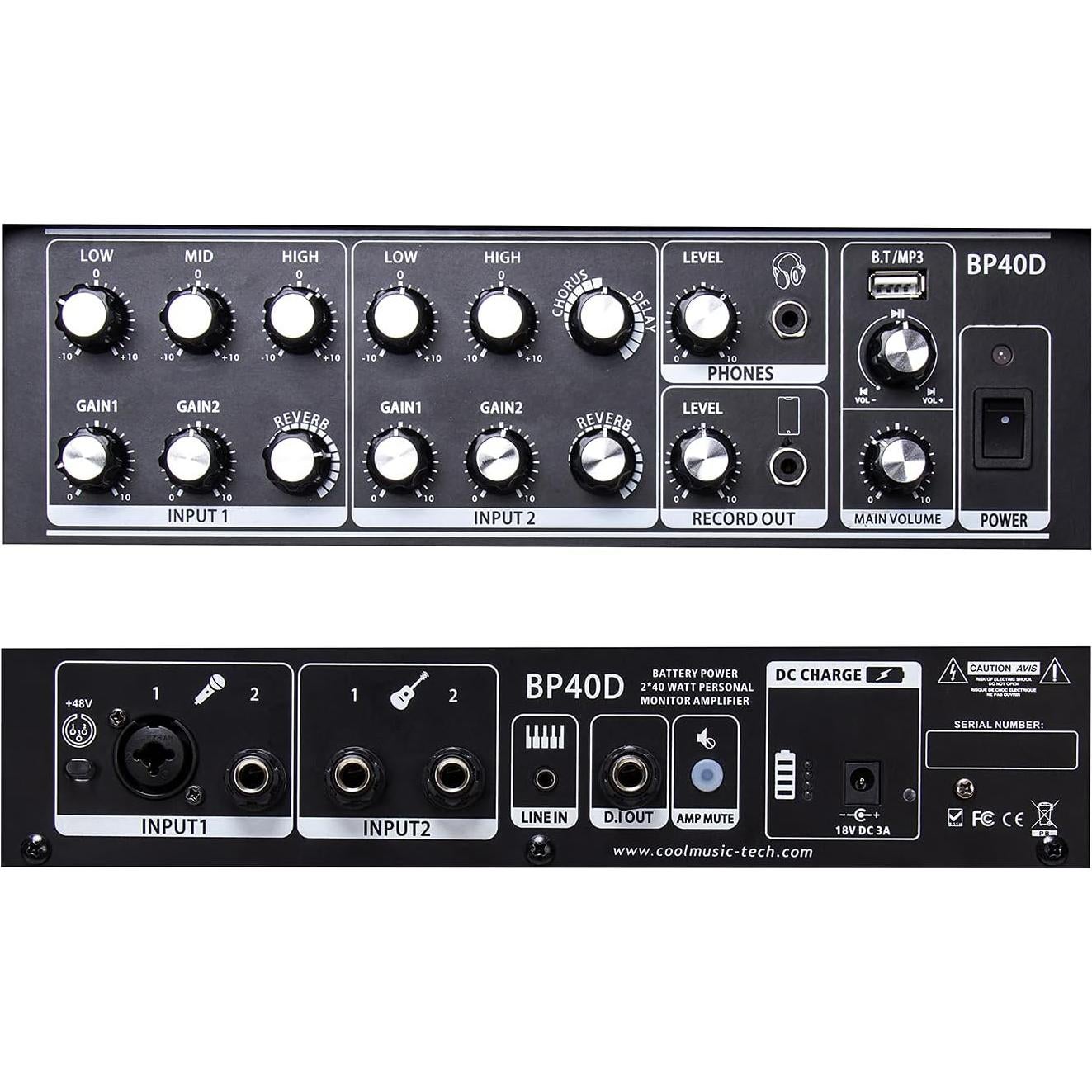 Amplificador de guitarra acústica Coolmusic BP40D 80W Bluetooth