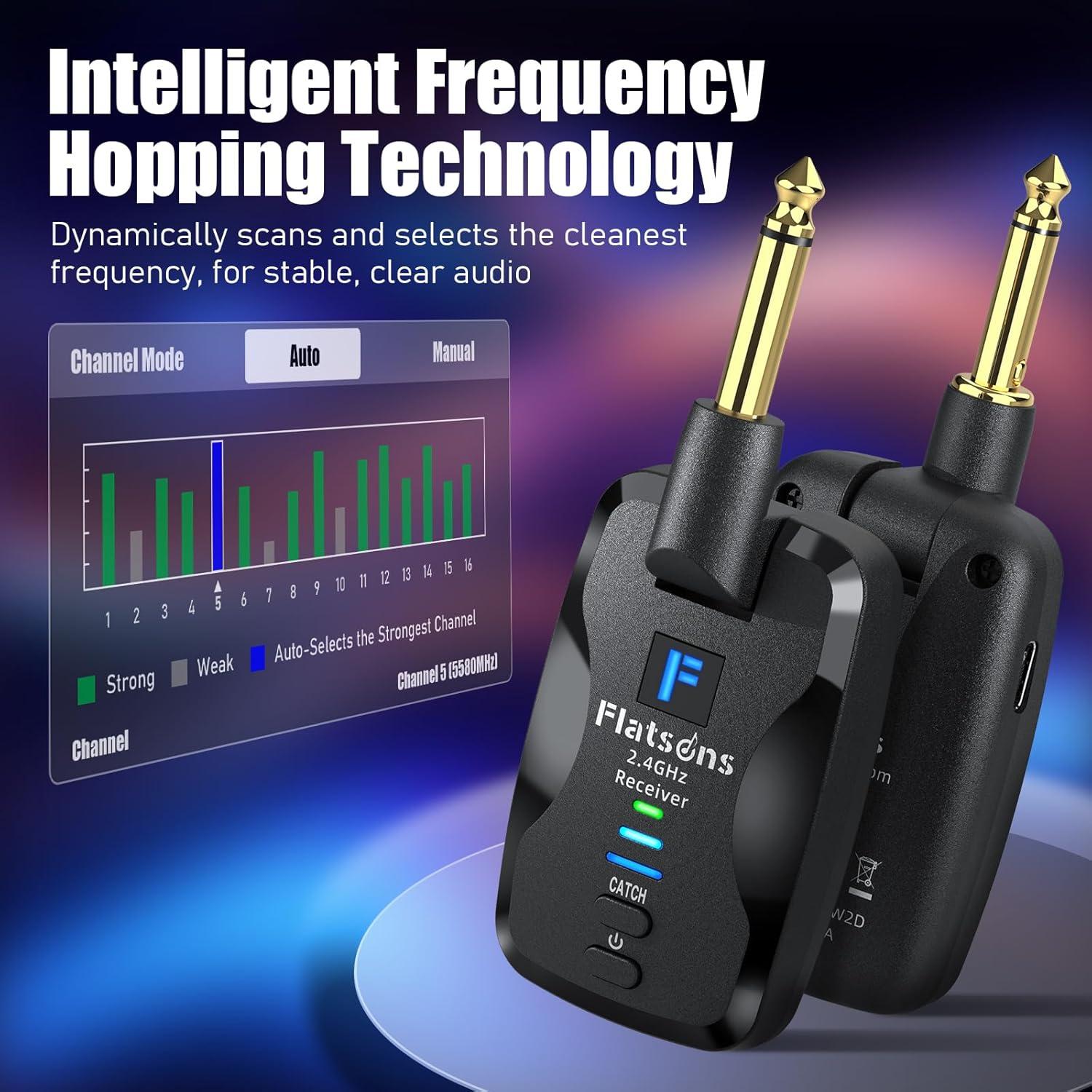 Sistema Inalámbrico de Guitarra Flatsons FW2D 2.4GHz USB-C