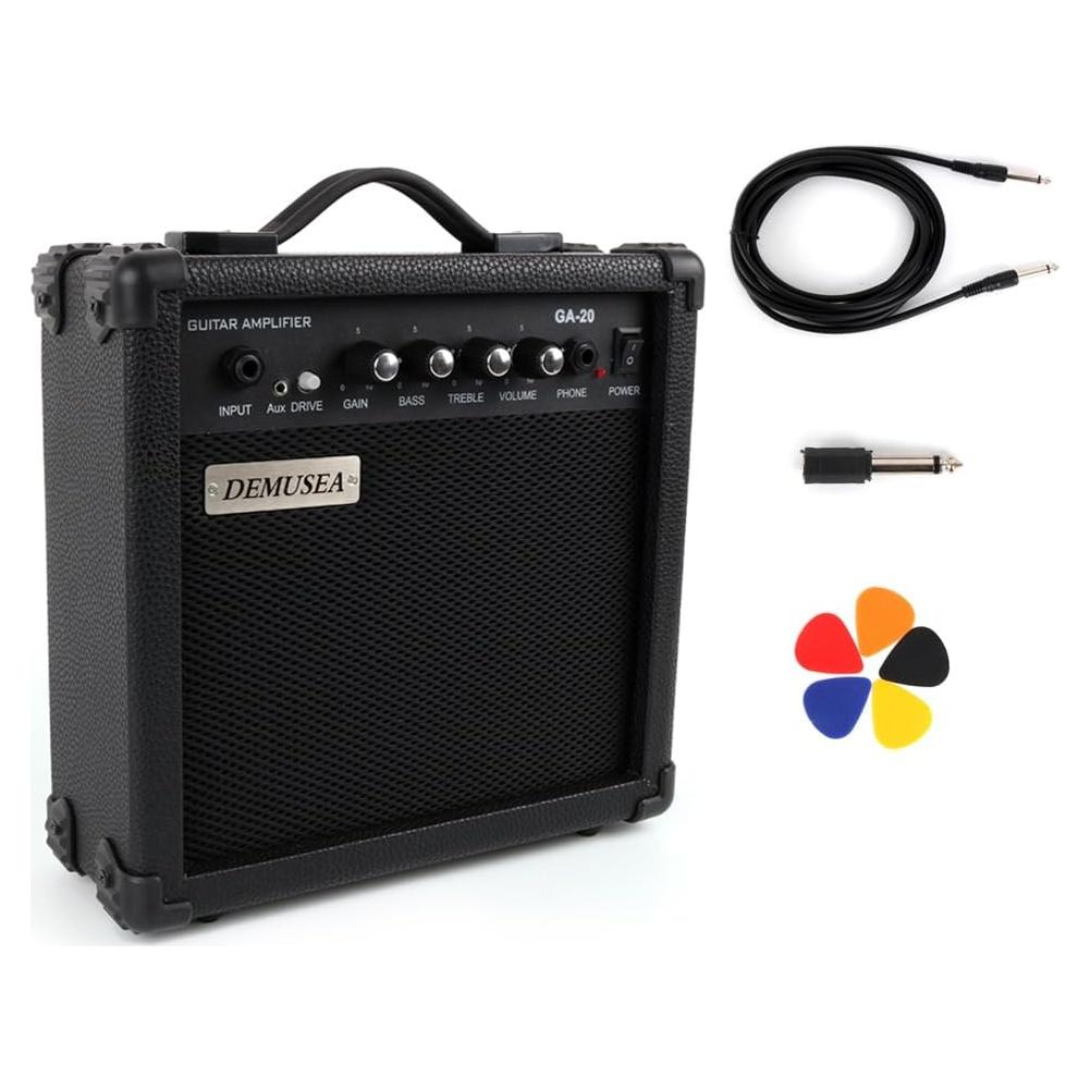 Amplificador de guitarra eléctrica portátil 20W negro con accesorios